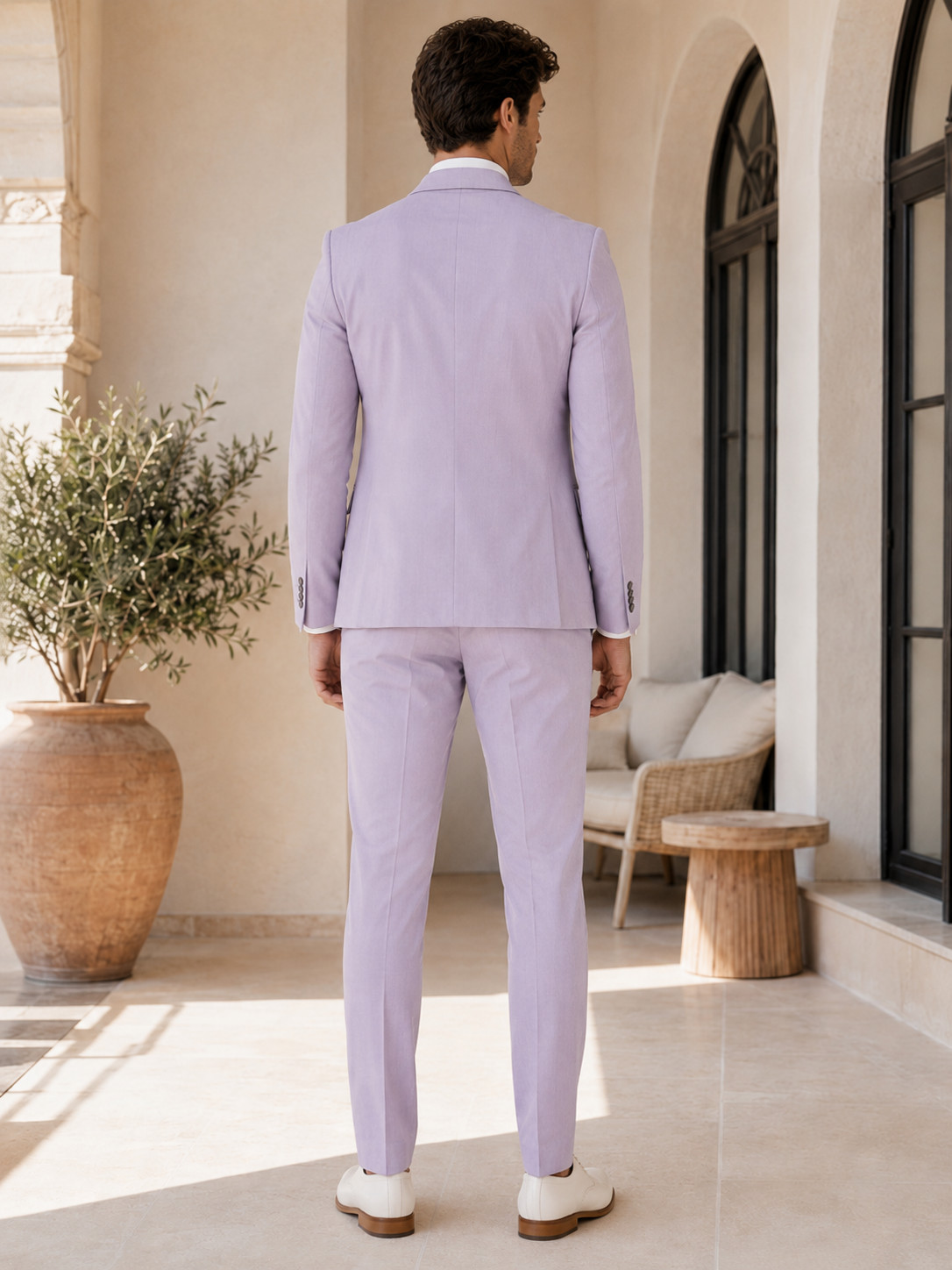 Men Lavender Lilac 2 Piece Suit Blazer Pants Wedding Prom Formal Party