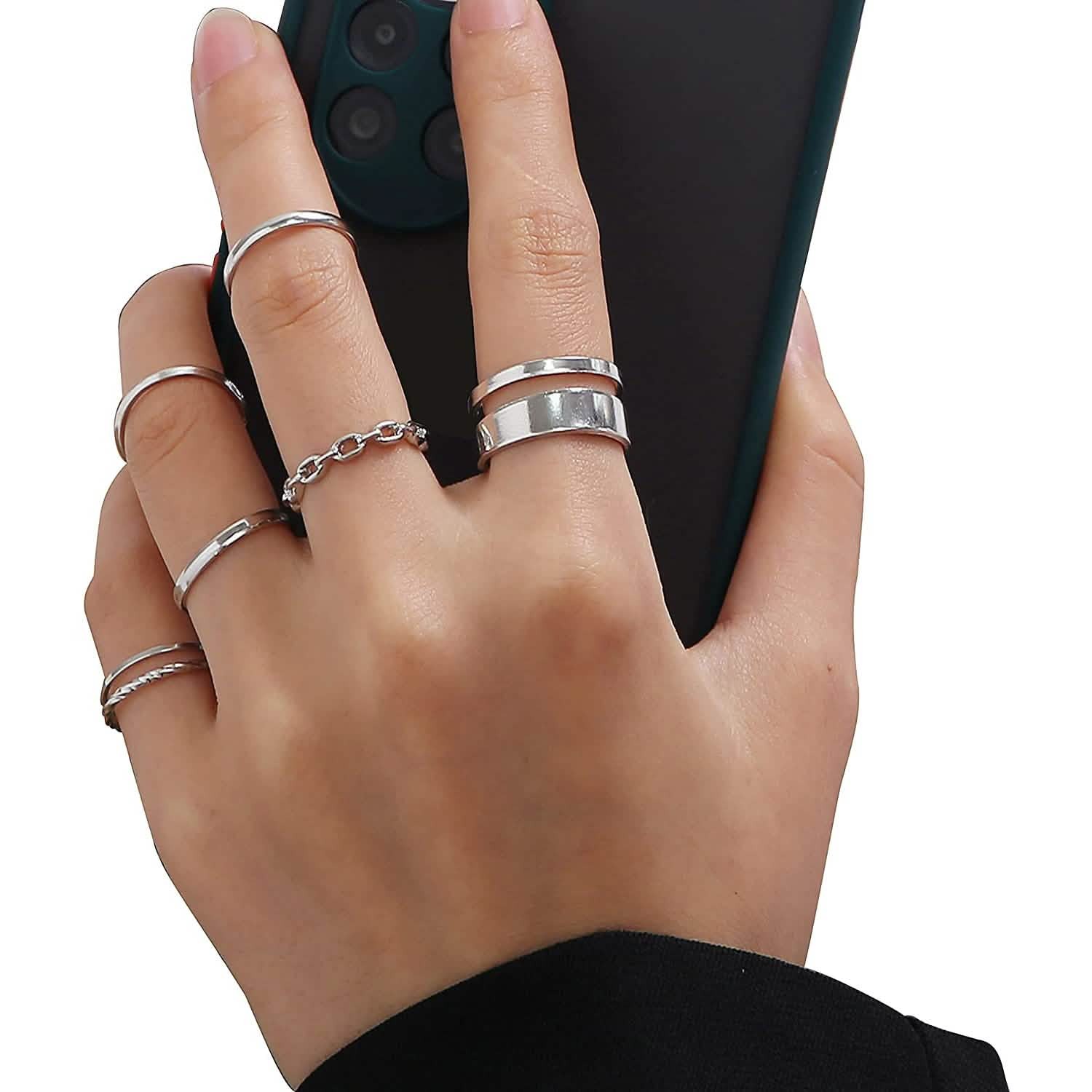 7-Piece: Women’s Gold Knuckle Ring Set