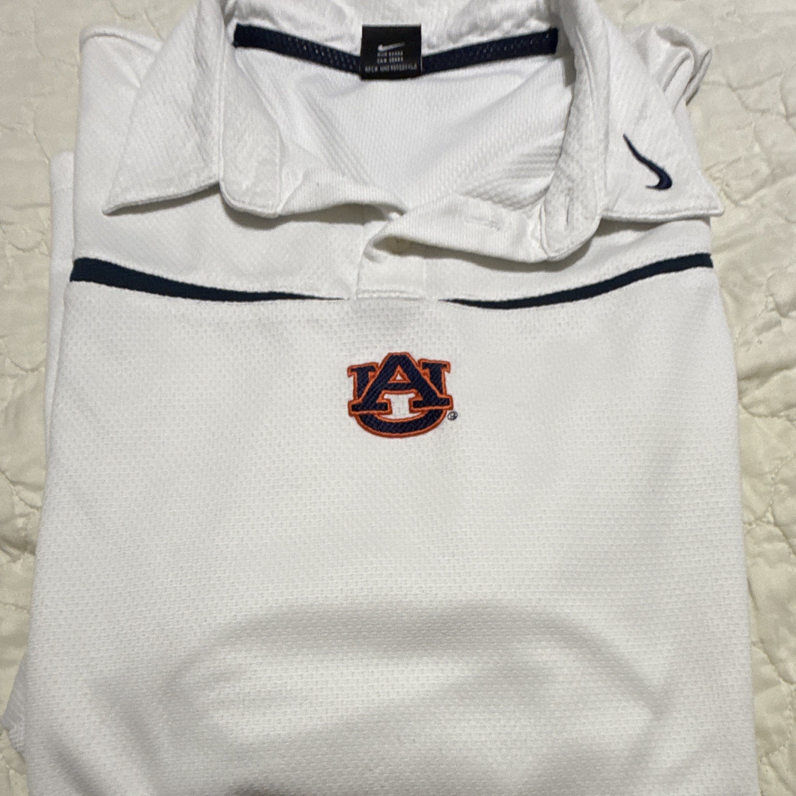 Nike Team Auburn Tigers White Polo Shirt Men’s XXL Short Sleeve Embroidered