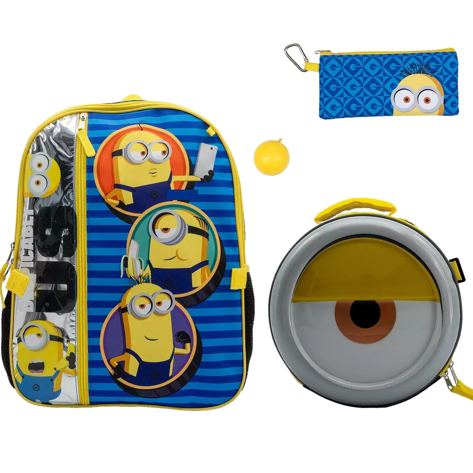 Accessory Innovations Minions Backpack & Lunch Box 5 Piece Set, Kids School Bag