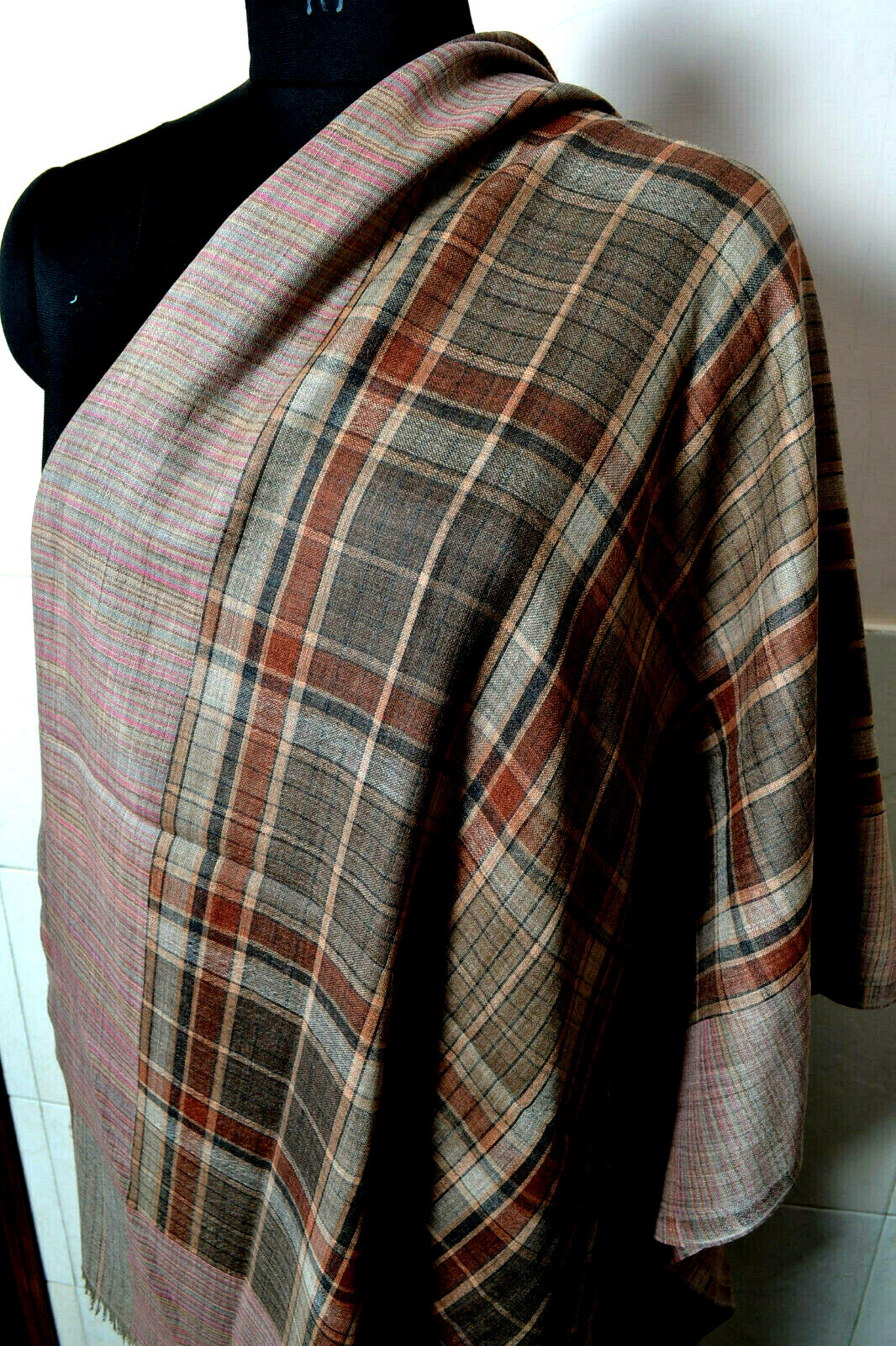 REVERSIBLE DESIGNER PLAID STRIPED PASHMINA STOLE~100% CASHMERE~3 DESIGNS CHOICE