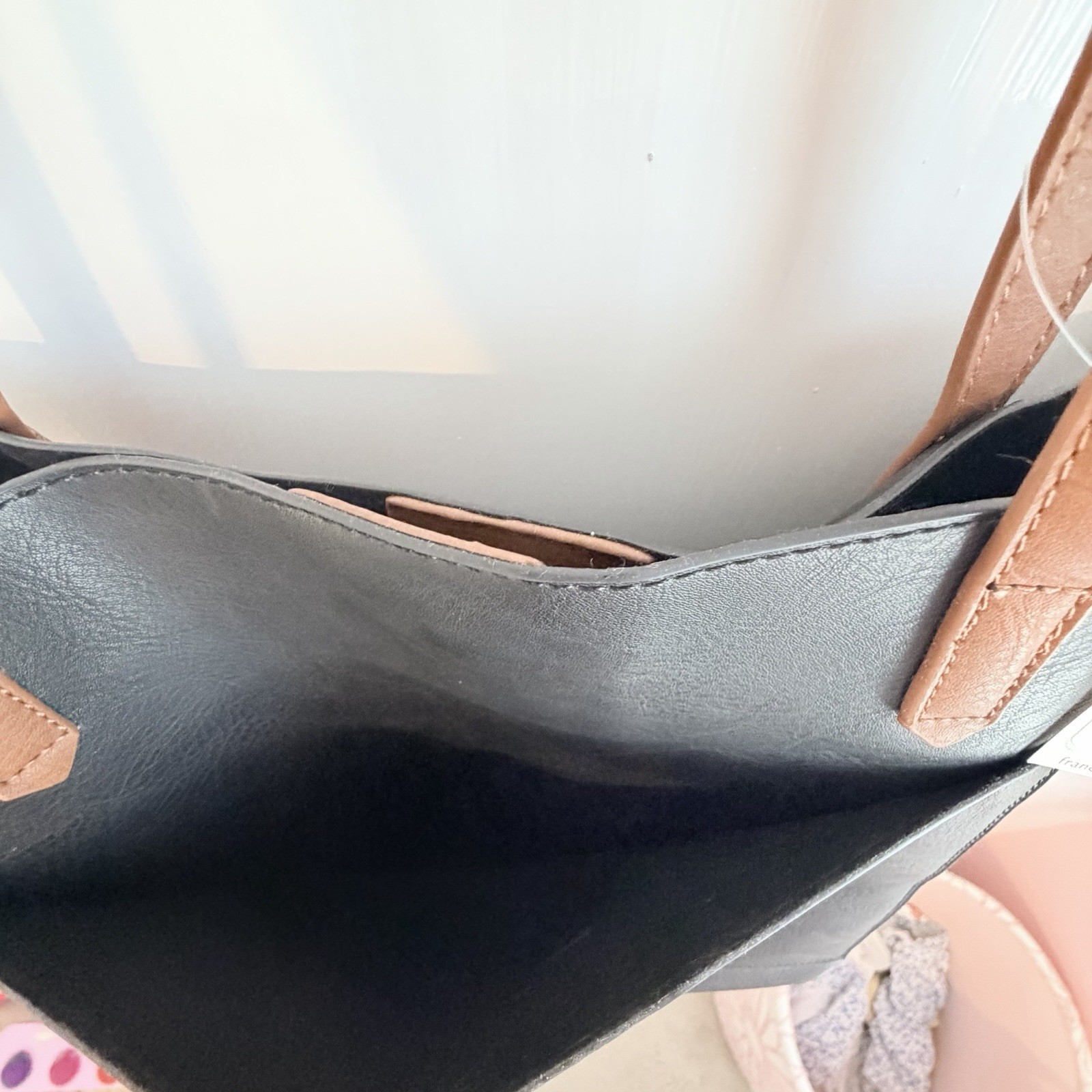 NWT Francesca’s Black Tote Bag Large Shoulder Purse w/ Crossbody Strap