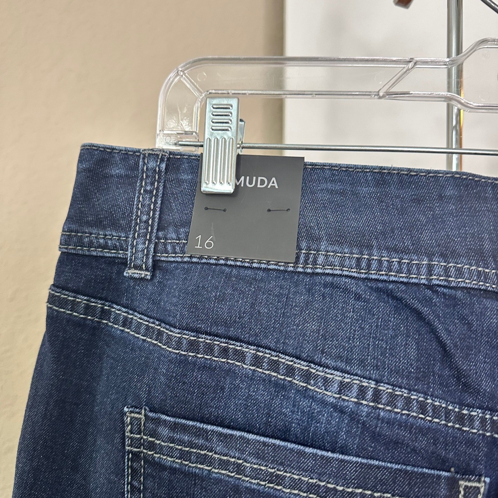 Lane Bryant Womens Bermuda Shorts Dark Wash Tighter Tummy Technology Size 16 NEW