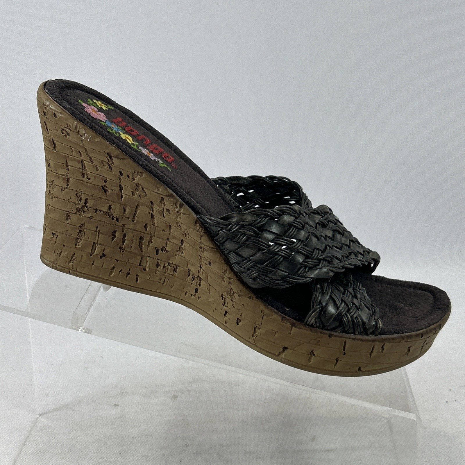 Vintage BONGO Y2K Black Chunky Platform Wedge Shoes Women’s Size 8M Strappy 90s
