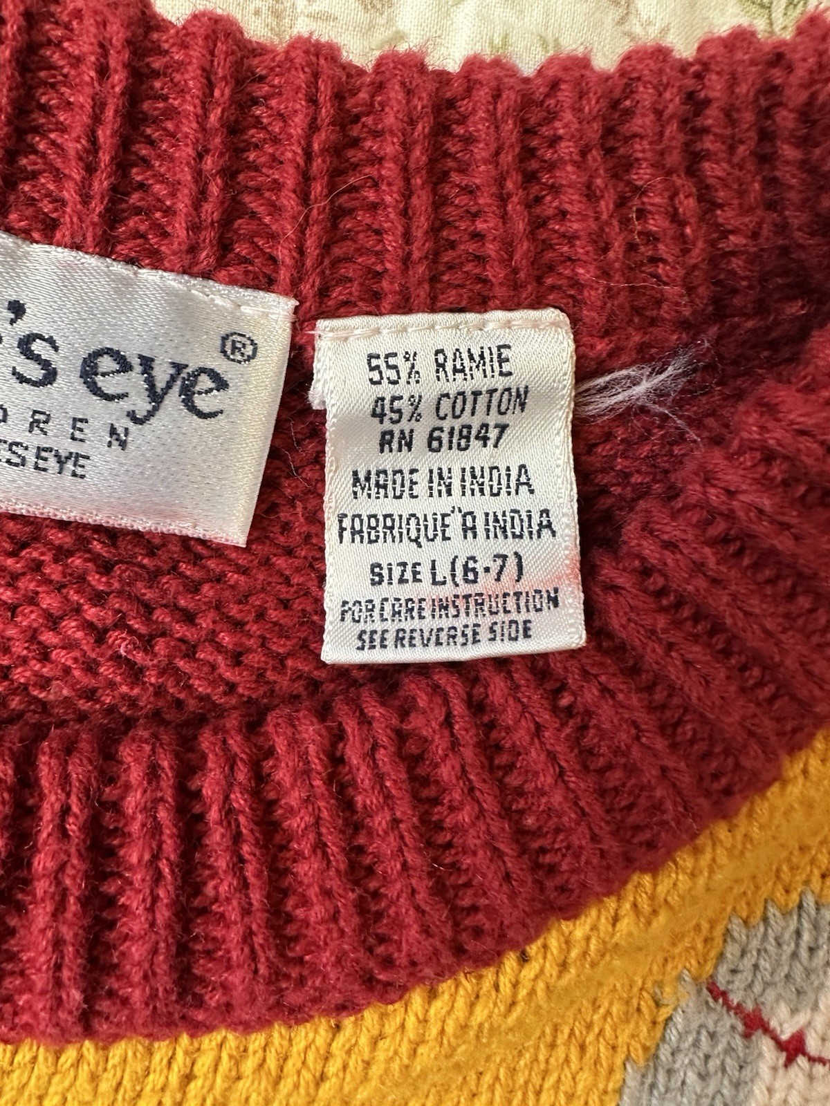 Vintage 90s The Eagle’s Eye Sport Varsity School Knit Sweater Kids L 6-7 Boys
