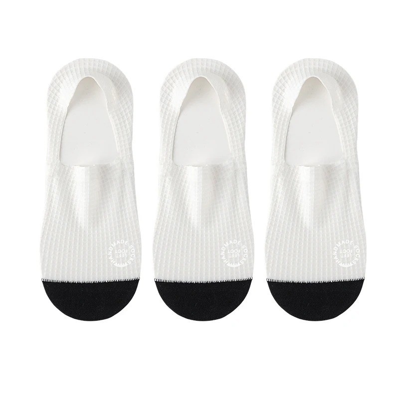 3Pairs Men Invisible Socks No Show Thin Breathable Waffle Boat Low Cut Mesh Sox