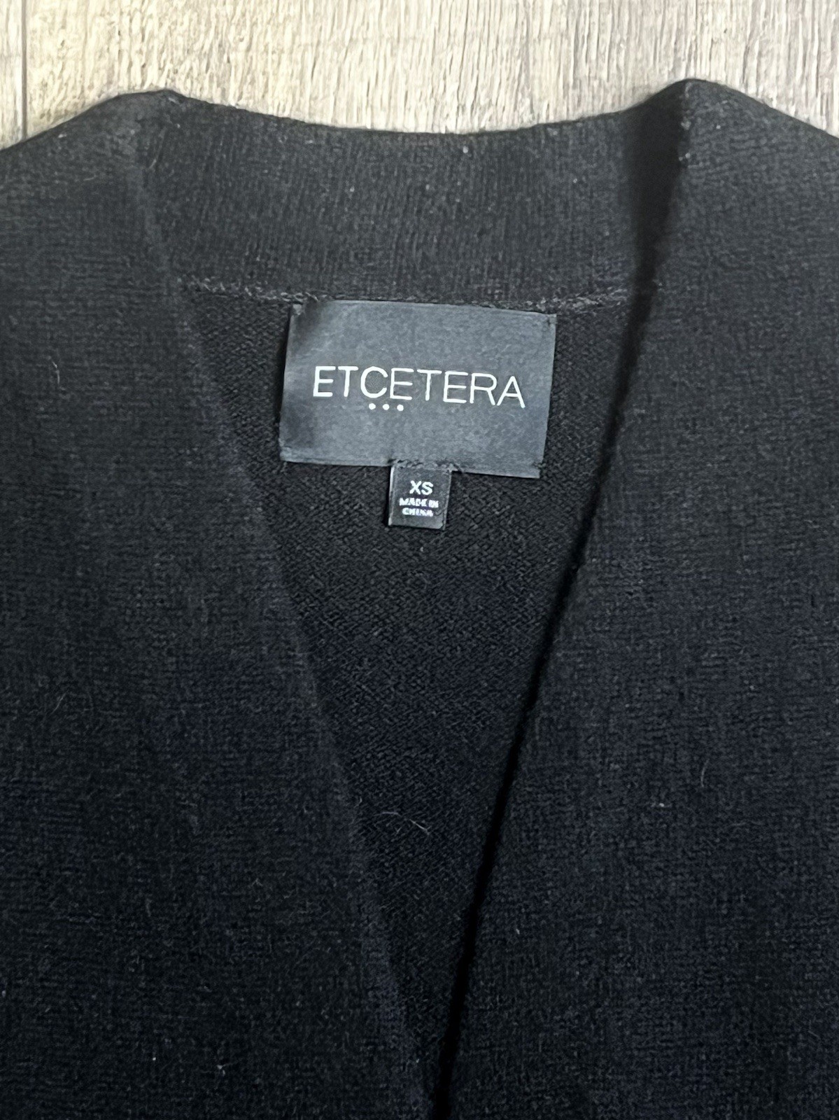 ETCETERA Black 100% Wool Cardigan Leather Buckle & Snap Closure Oversized XS