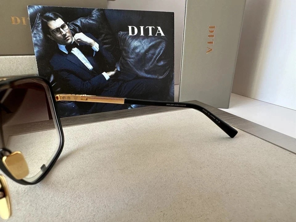 DITA Mach Five DRX2087 Matte Black Gold Sunglasses Grey Gradient Lens Unisex