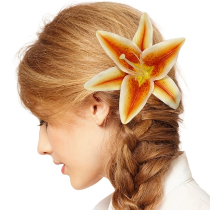 Artistic Hair Claw Accessory 3D Lilies Flower Hair Clamp For Office Lady Daily