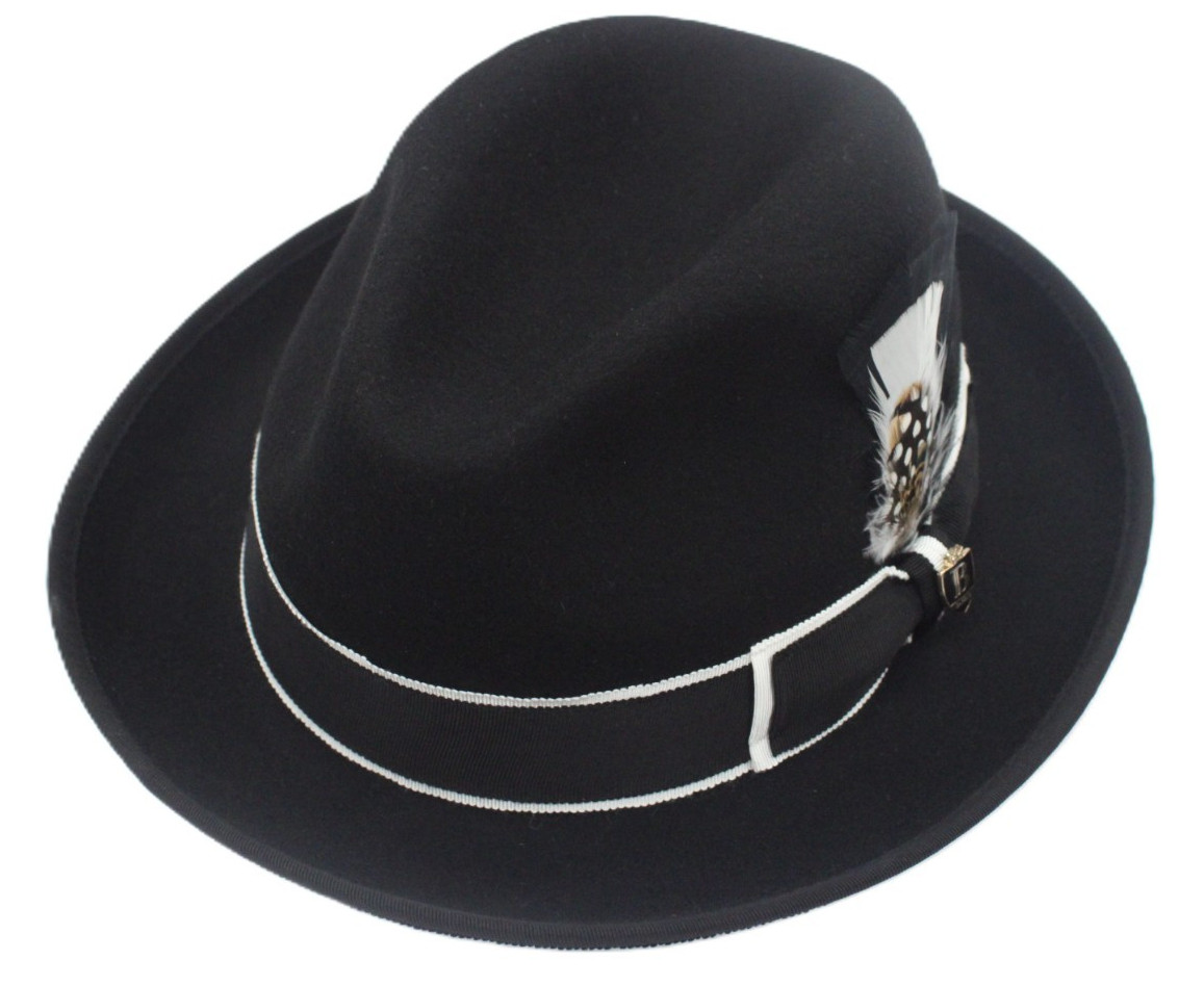 Mens Bruno Capelo Black/White 2 Tone Fedora Saviero Collection SA-970