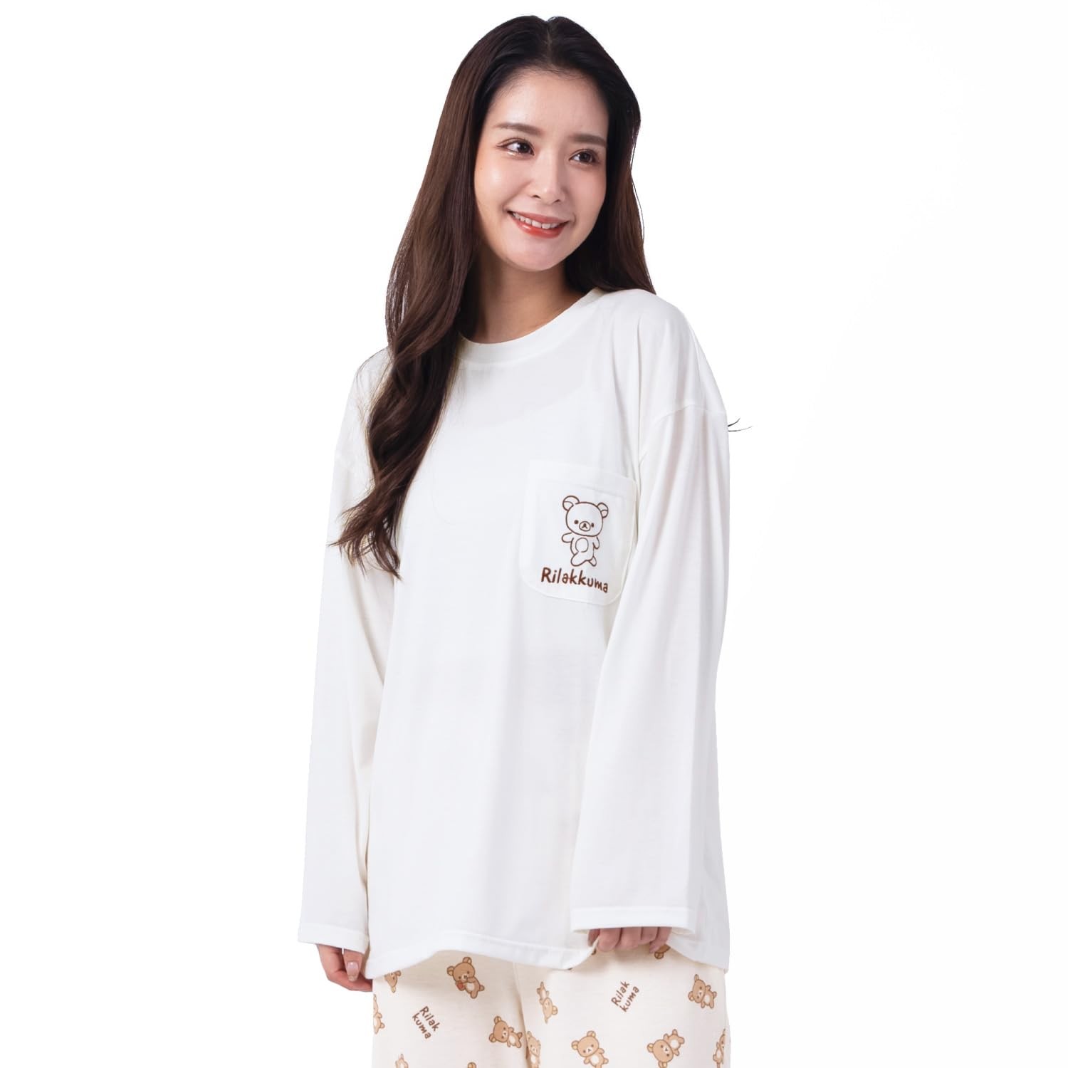 SAZAC Rilakkuma Set-Up Pajamas, Ladies, Long Sleeves and Pants, Size L