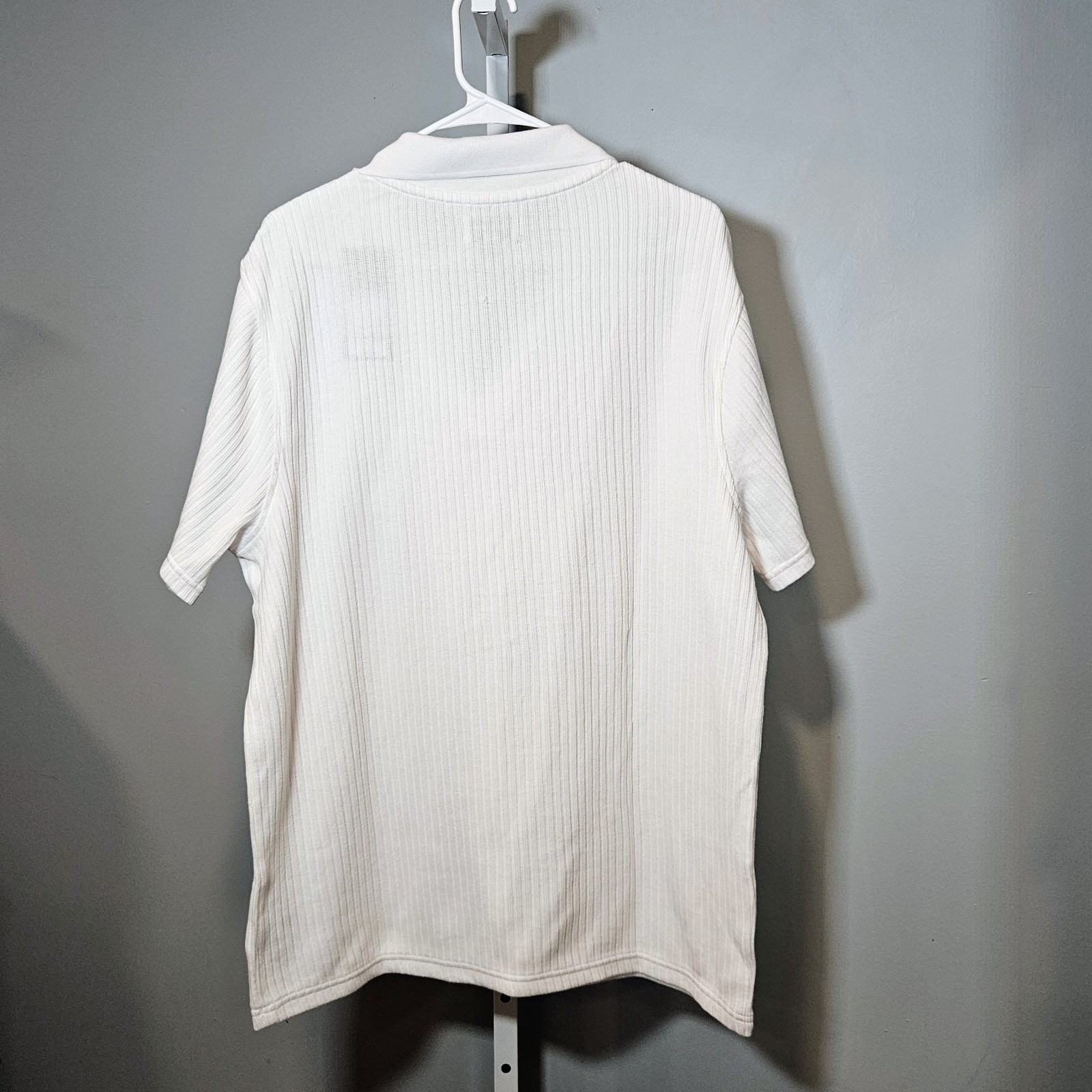 NWT Goodfellow & Co Men’s Size L Pullover Ribbed White Top w/Johnny Collar