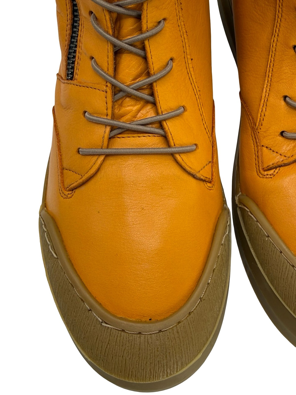 Sheridan Mia Orange Leather Lace-Up Zipper Boots US 9