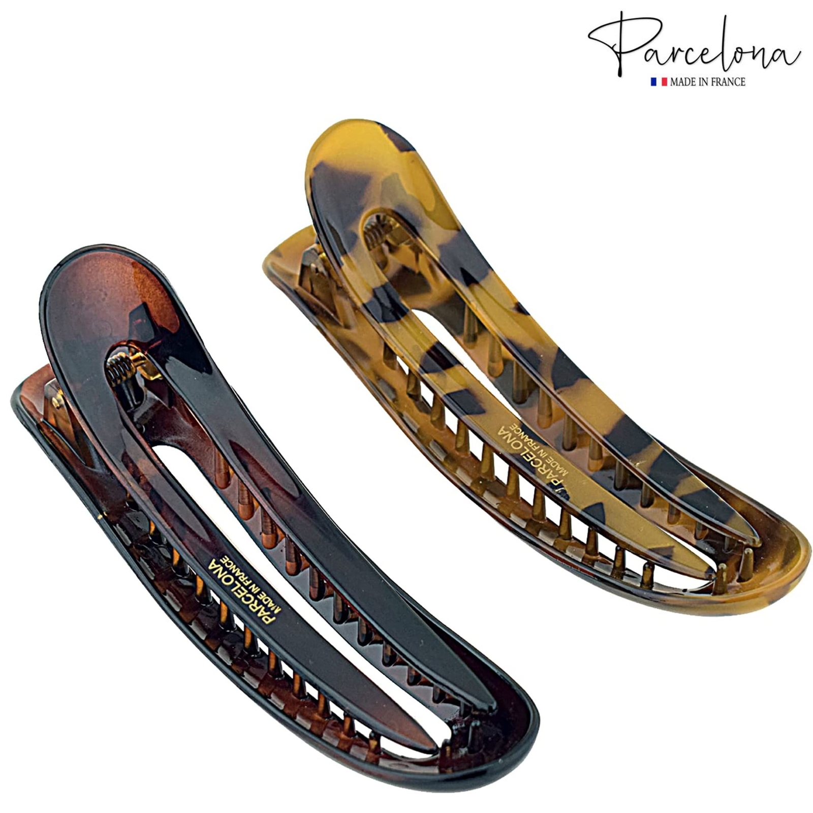 Parcelona French Oval Slider Large 4.75″ Celluloid Side Hair Claw Clips(2 Pcs)