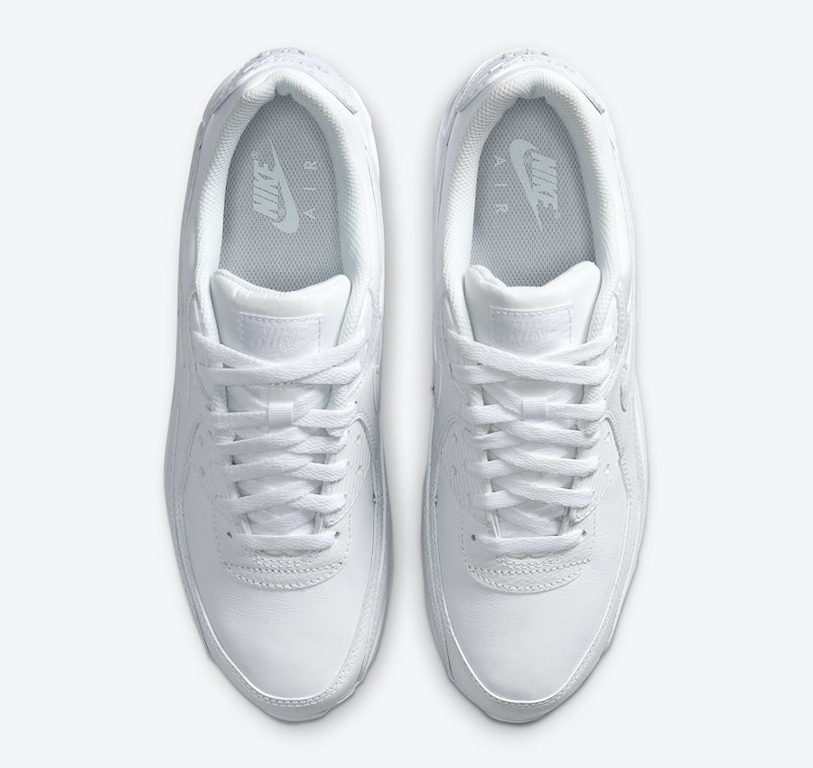 Nike Air Max 90 Leather Triple White OG CZ5594-100 sz 8 Men’s Retro Running