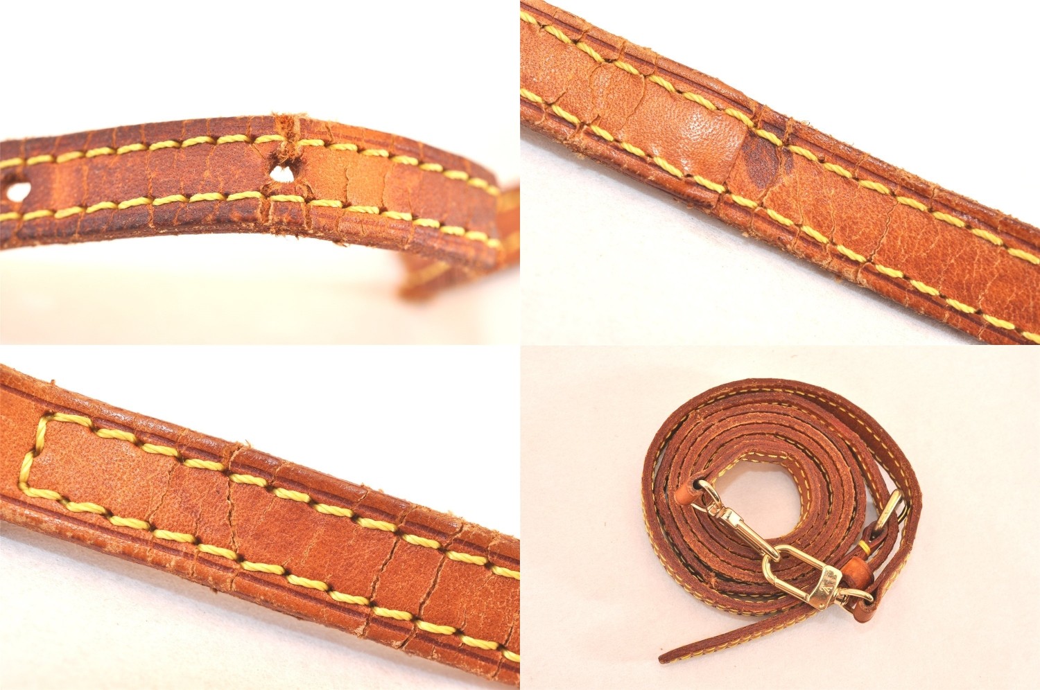 Authentic Louis Vuitton Leather Shoulder Strap Beige LV AB513