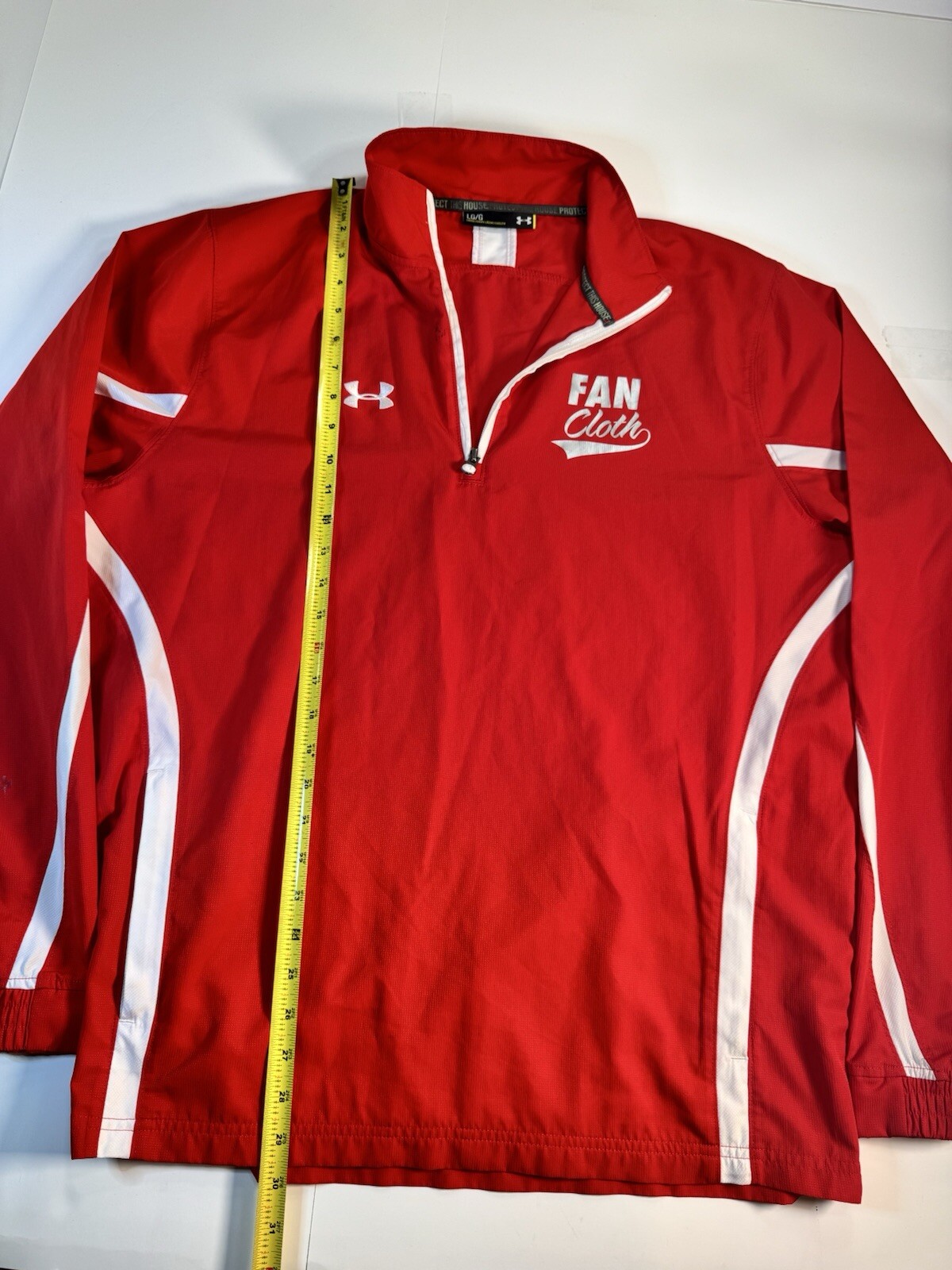 Under Armour Men’s Fan Cloth 1/4 Zip Jacket Pull Over Mens Size Large RED