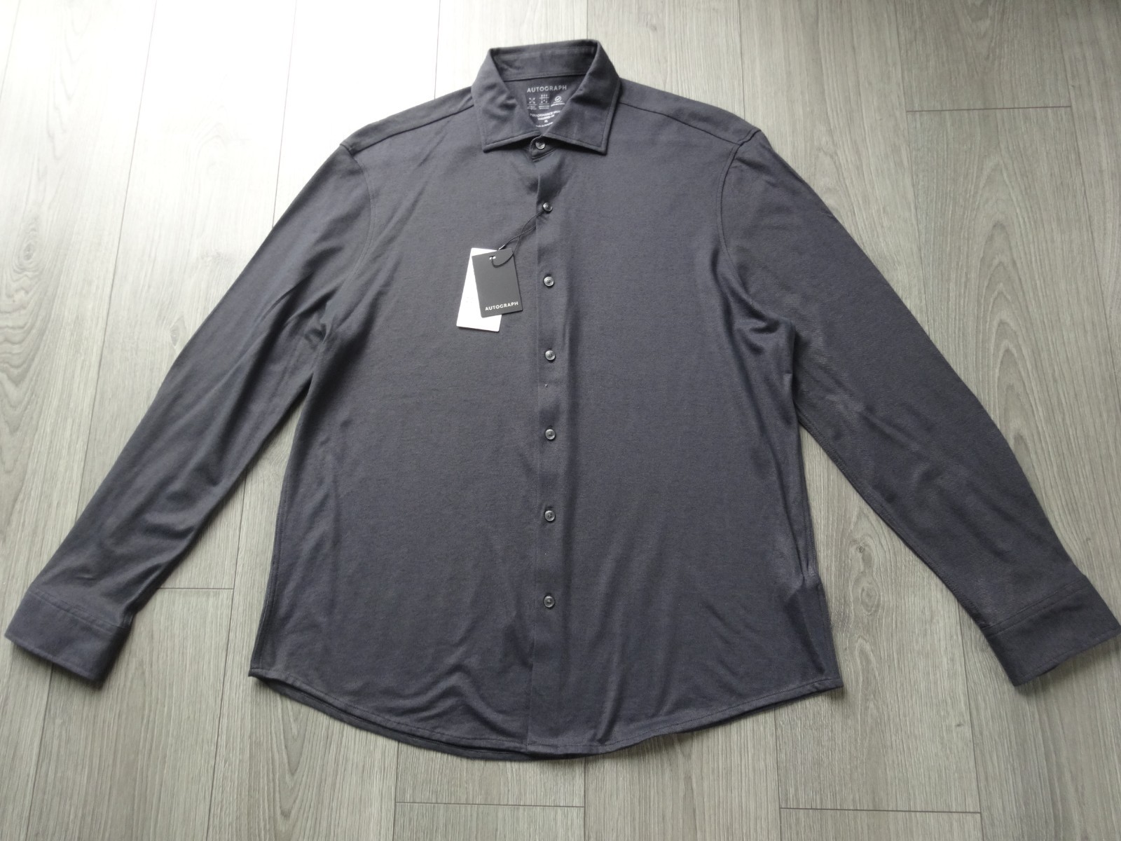 M&S MARKS & SPENCER AUTOGRAPH DARK SLATE LONG SLEEVE SHIRT UK SIZE XL 44-46in