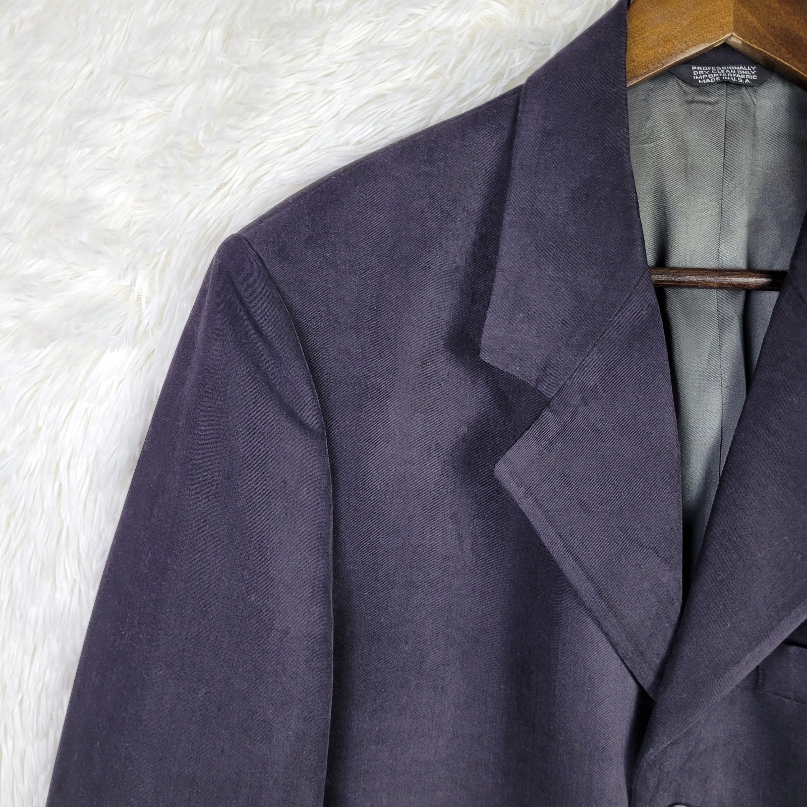 Vtg Cabrini Mens S Blue Black Twill Smooth Sport Coat Moleskin Feel