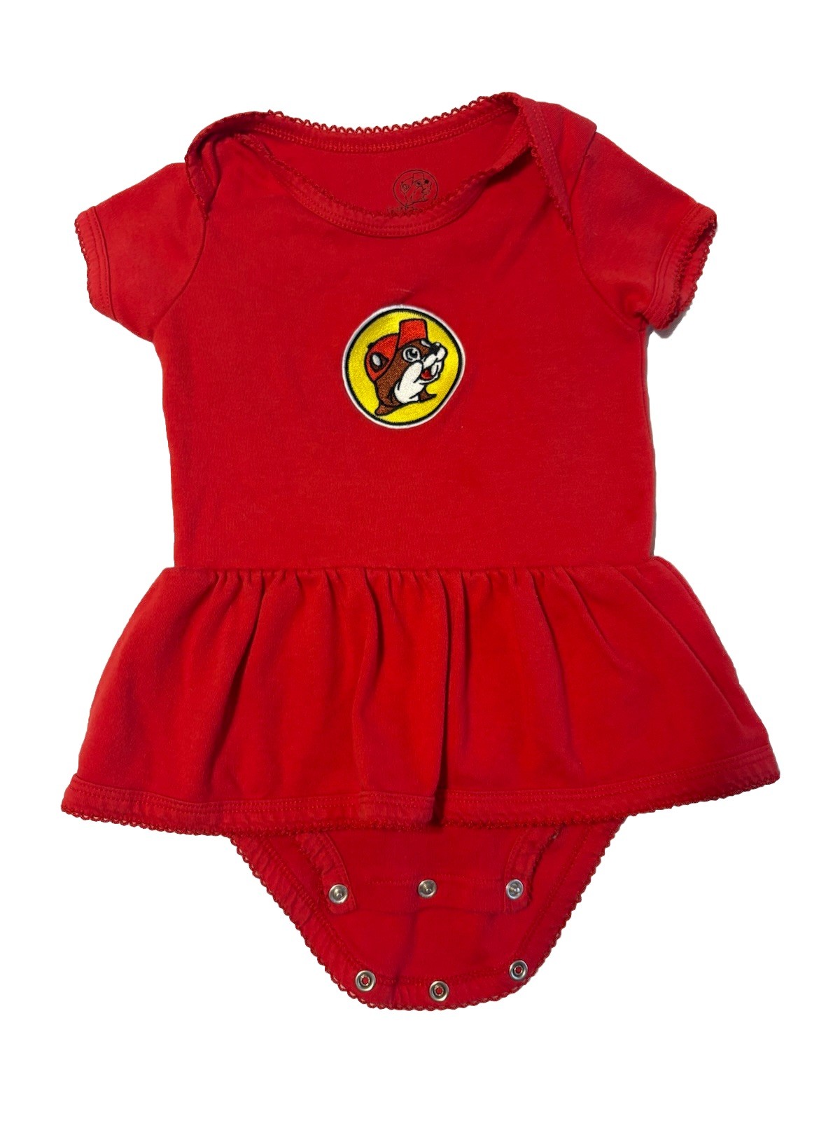 Buc-ee’s Logo Red Baby Girl One Piece With Skirt And Buttons 9 Months