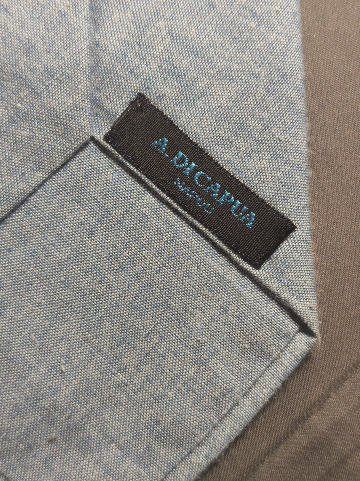 A. Di Capua Napoli – Solid Blue Cotton Tailored Tie