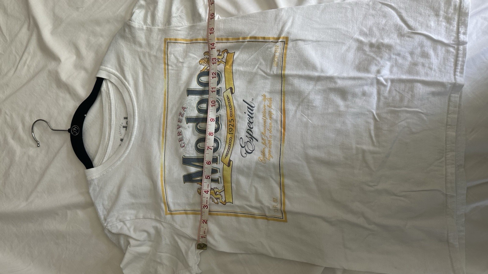 Modelo Especial 1925 Beer White Graphic Tee Shirt Small Cotton Ripple Junction