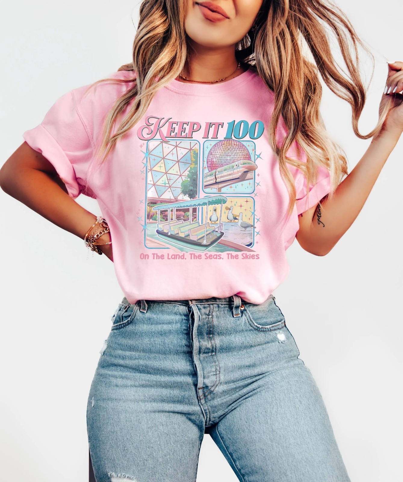 Keep It 100 on the Land the Seas the Skies Shirt, Disney Boat Seagull T-Shirt