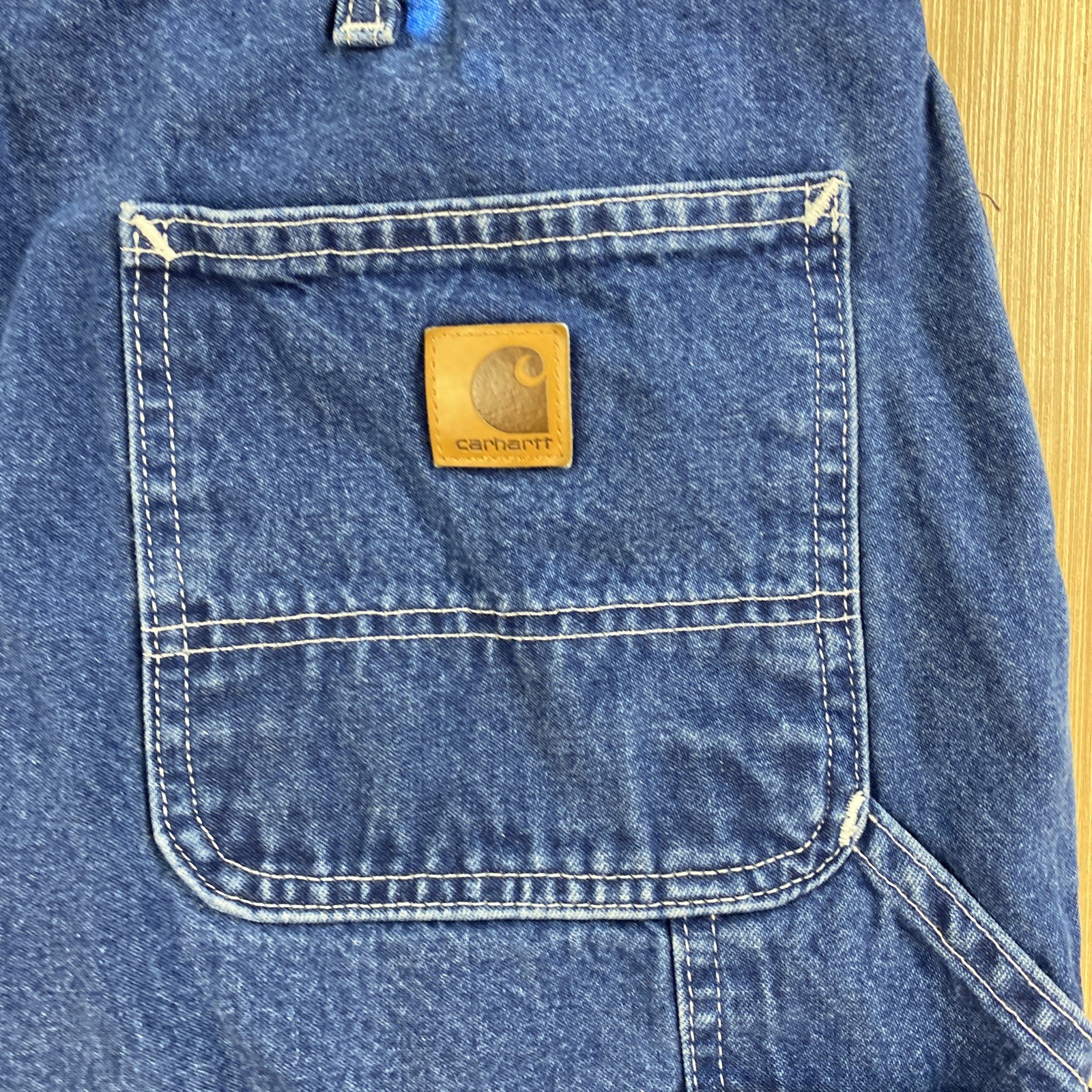 Carhartt Shorts Mens 42 Blue Jeans Denim B28 DST Carpenter Hammer Loop Workwear