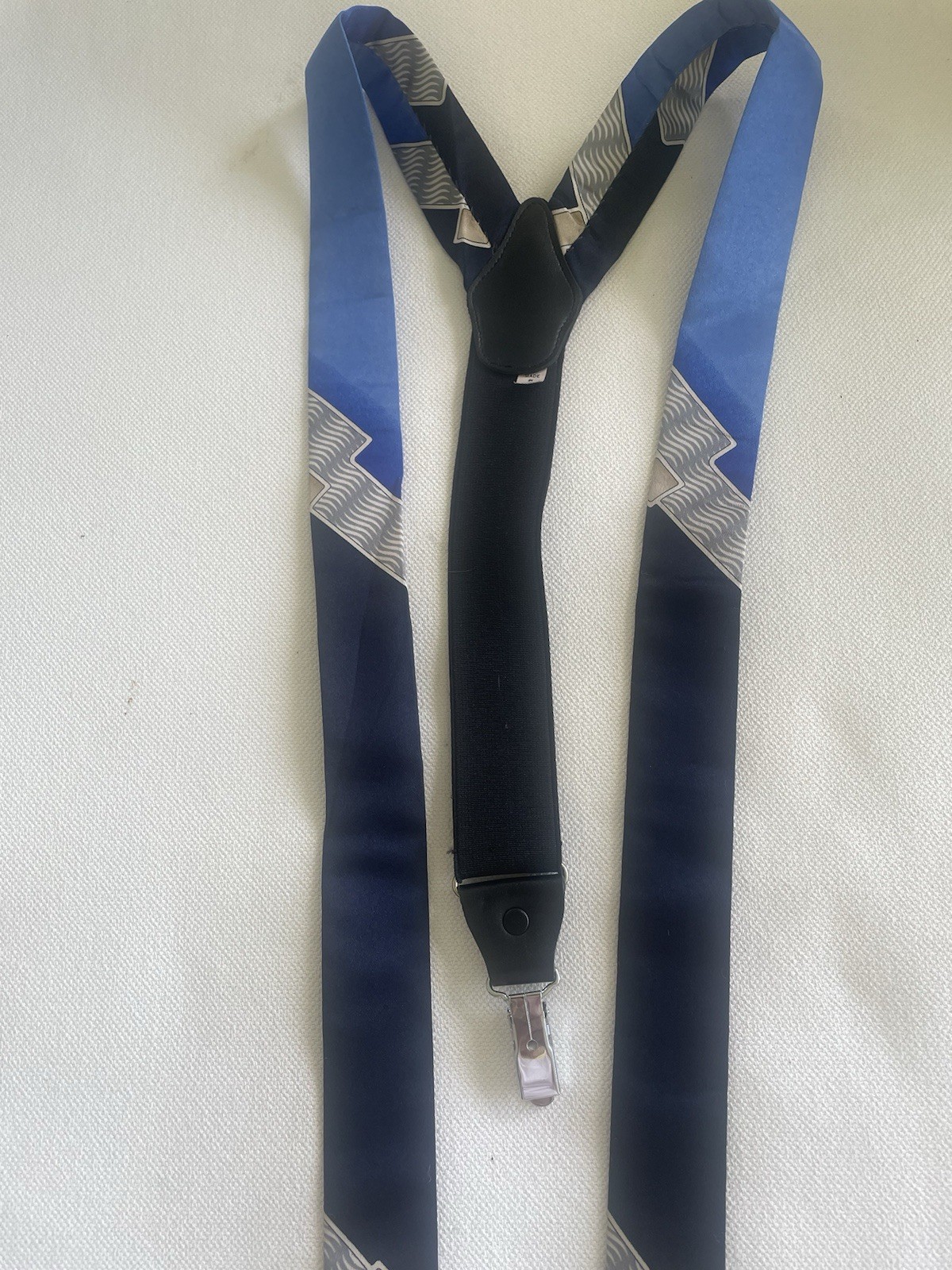 Uomo Venetto Satin Suspender Blue with Black Modern Design Vintage