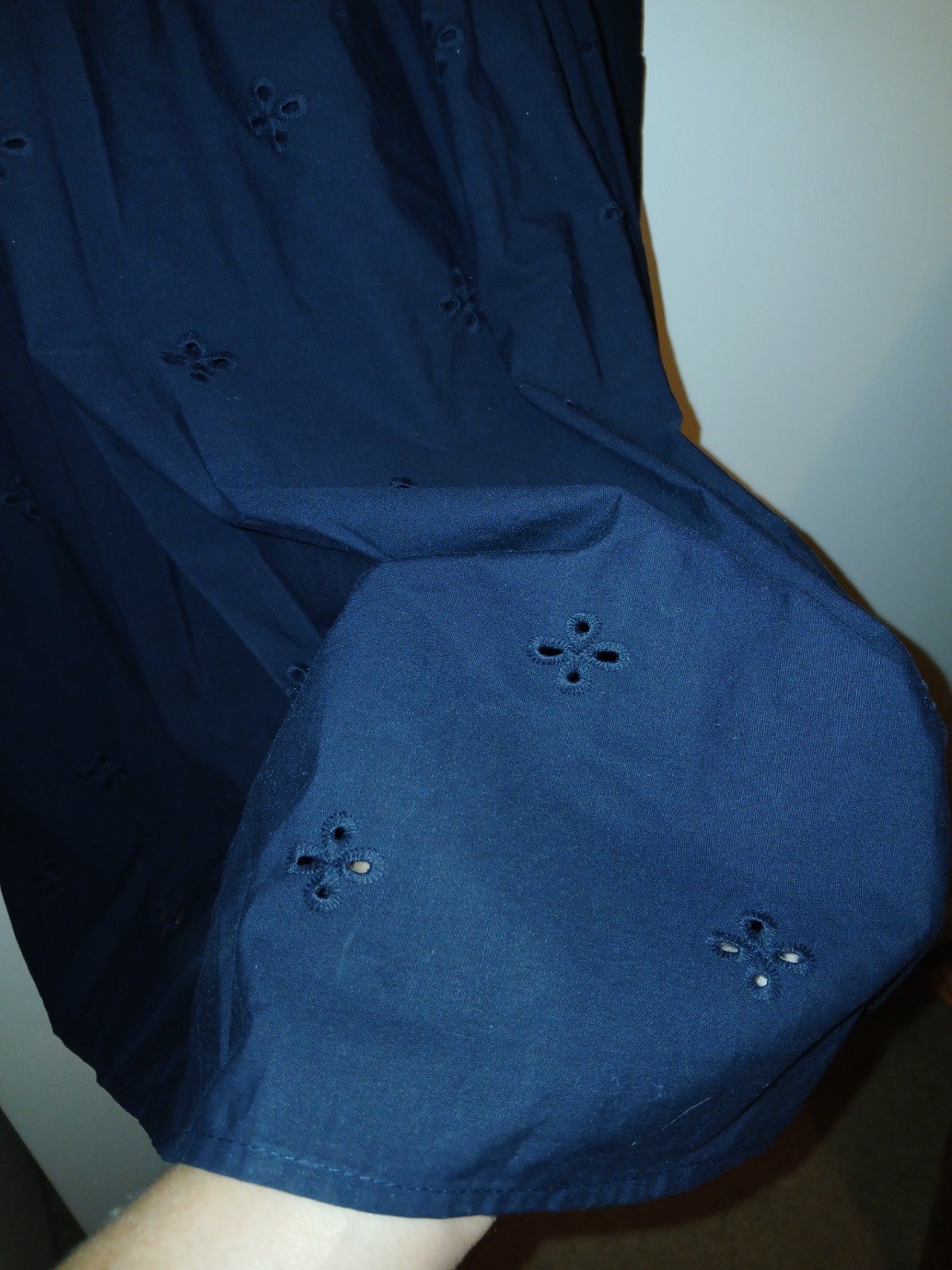 Free Assembly Navy Blue Cotton Eyelet Dress sz M