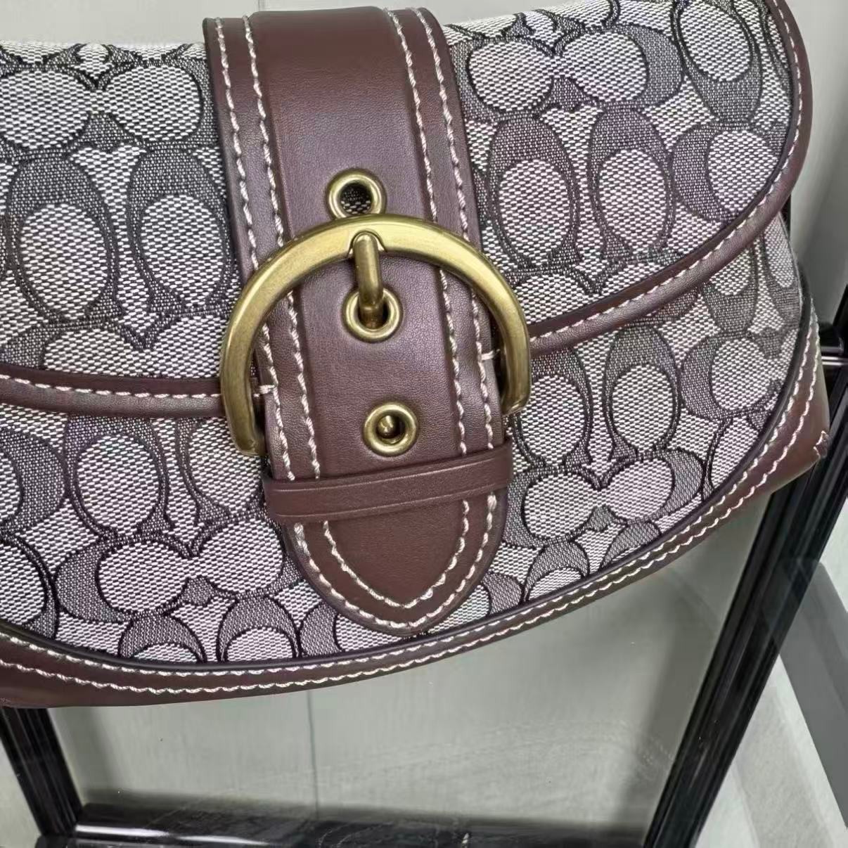 Coach CJ814 Soho Bag Signature Jacquard Maple Brown Shoulder Handbag NWT