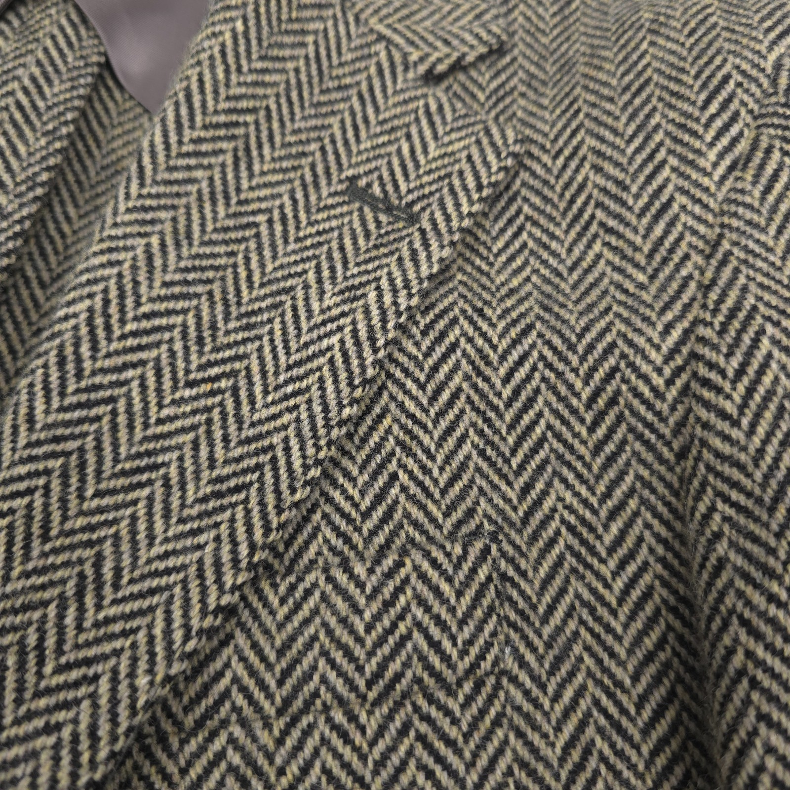 Polo Ralph Lauren Soft Herringbone Sport Coat Mens 42R Black Beige Wool Blazer