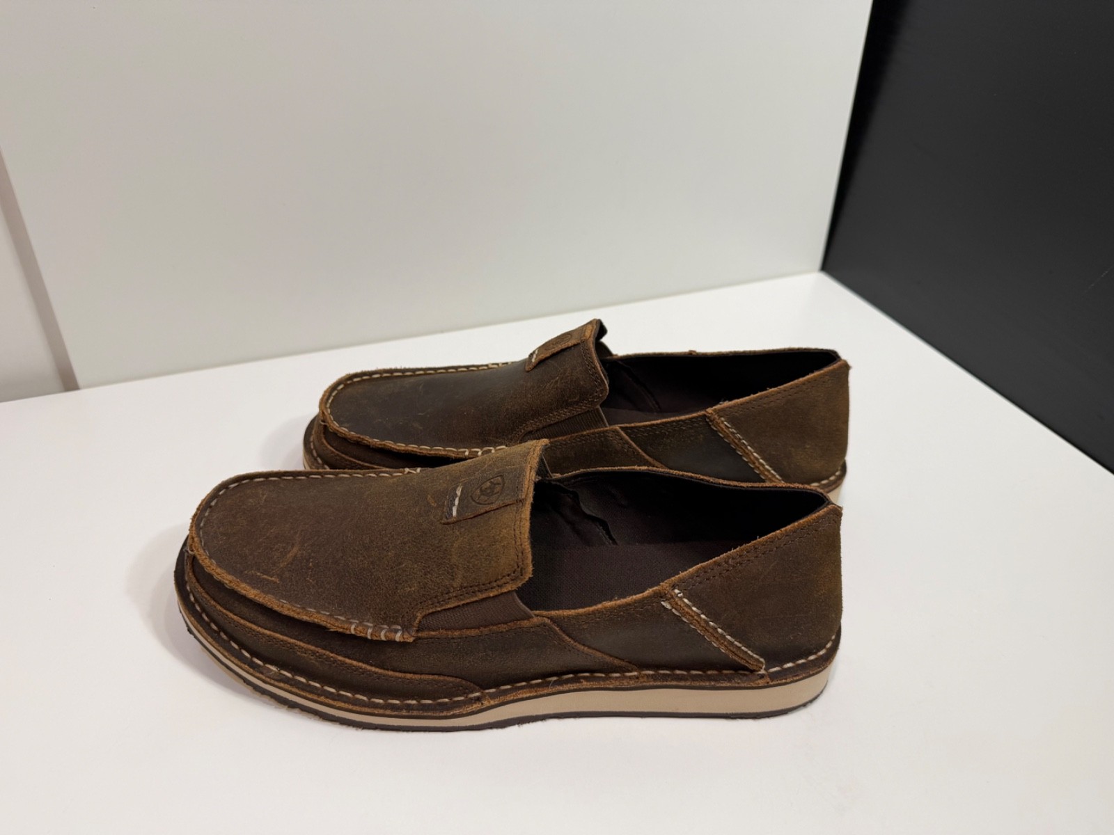 ARIAT MENS CRUISER SLIP ON LEATHER SHOES ROUGH OAK US 11 EE UK 10 W EUR 44.5 W