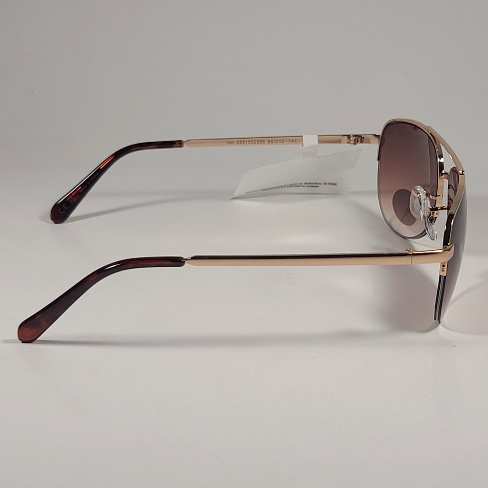Fossil FW5 Aviator Sunglasses Semi Rim Metal Gold Tone Metal and Brown Tortoise