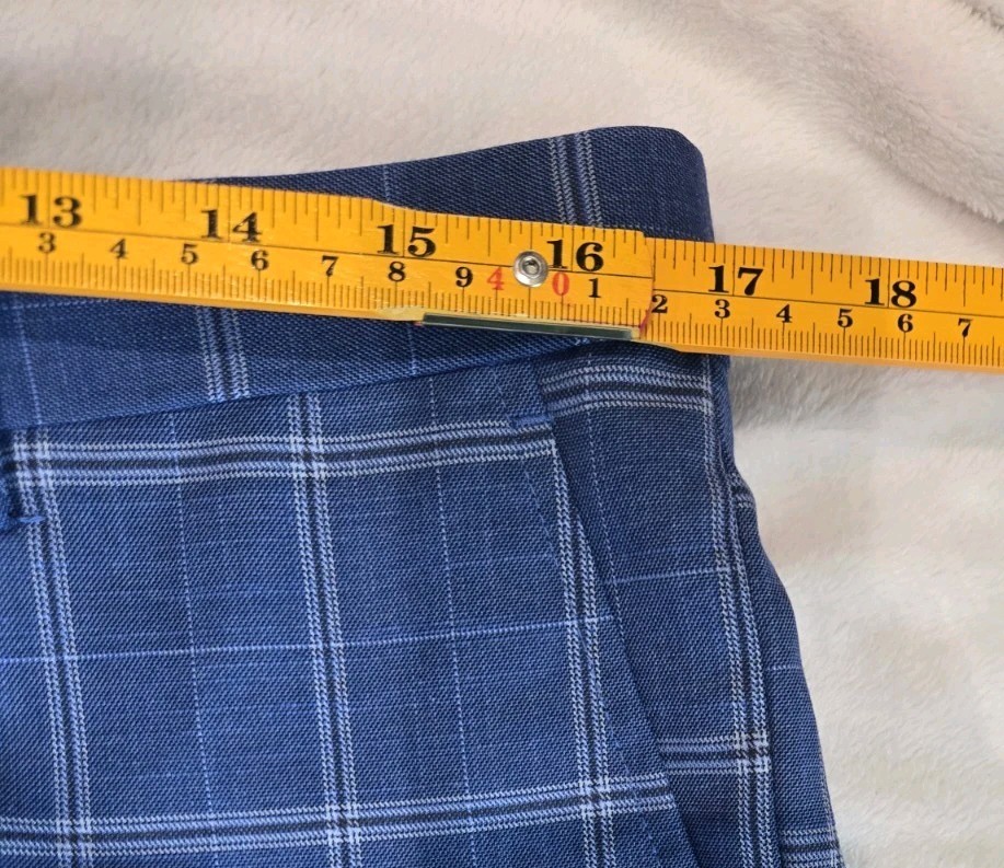 Lineage Performance Stretch Fabric Blue Windowpane 2pc Suit Mens 50R Pants W44