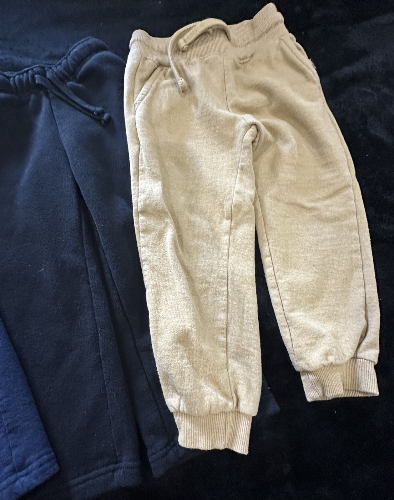 3- Eddie Bauer Boys Jogger Pants Blue/Beige/Black Cotton Pull-On Drawstring 4T