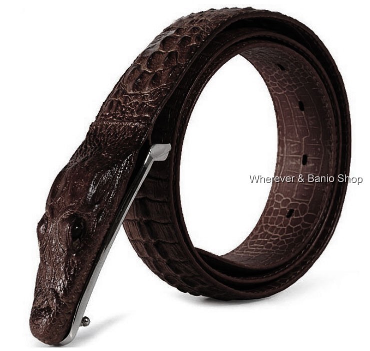 Men Alligator Design Crocodile-Embossed Leather Belts Genuine Cow Leather Belt 9