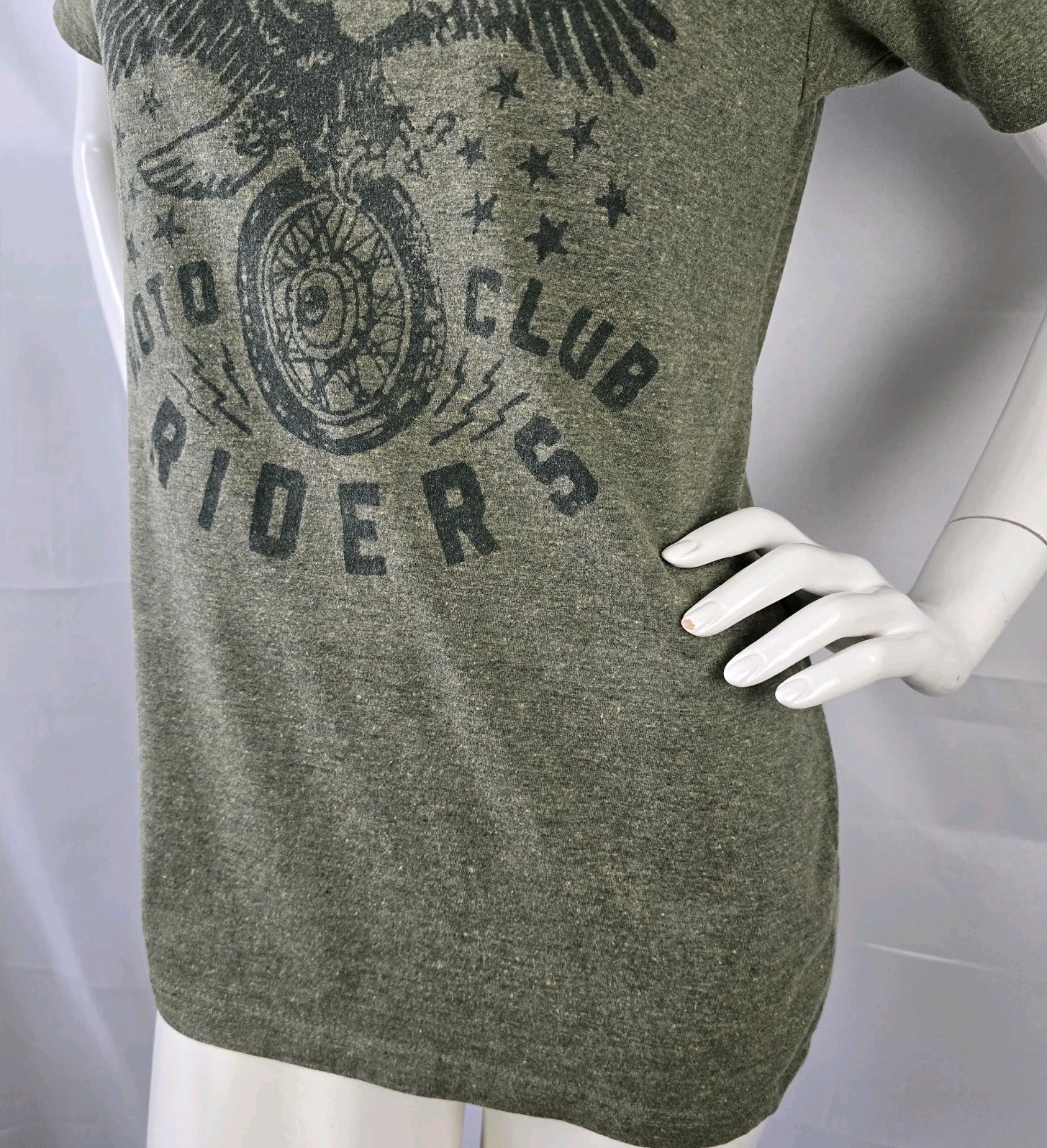 Hybrid Vintage Moto Club Riders Graphic T-Shirt Medium Mens Green Cotton/Poly