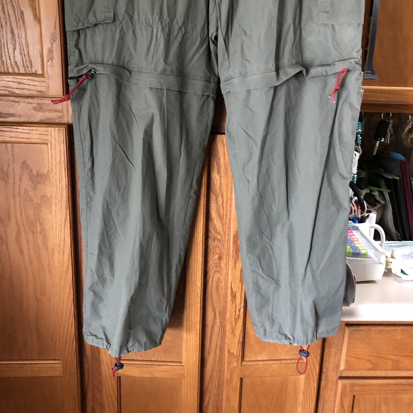 Vintage Structure Men’s Wide-Leg Parachute Pants 100% Cotton Olive Green XL