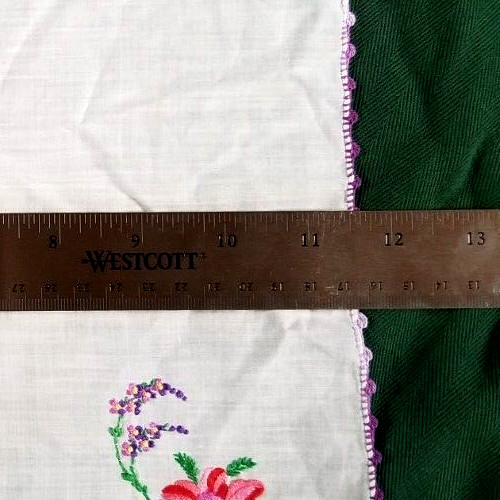 Hand Embroidered Fine Soft Cotton VTH Handkerchief Pocket Square Purple Flowers