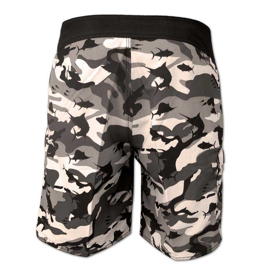 Pelagic Fish Camo Fishing Board Shorts Grey or Blue Fish Camo Color Size 32 – 40