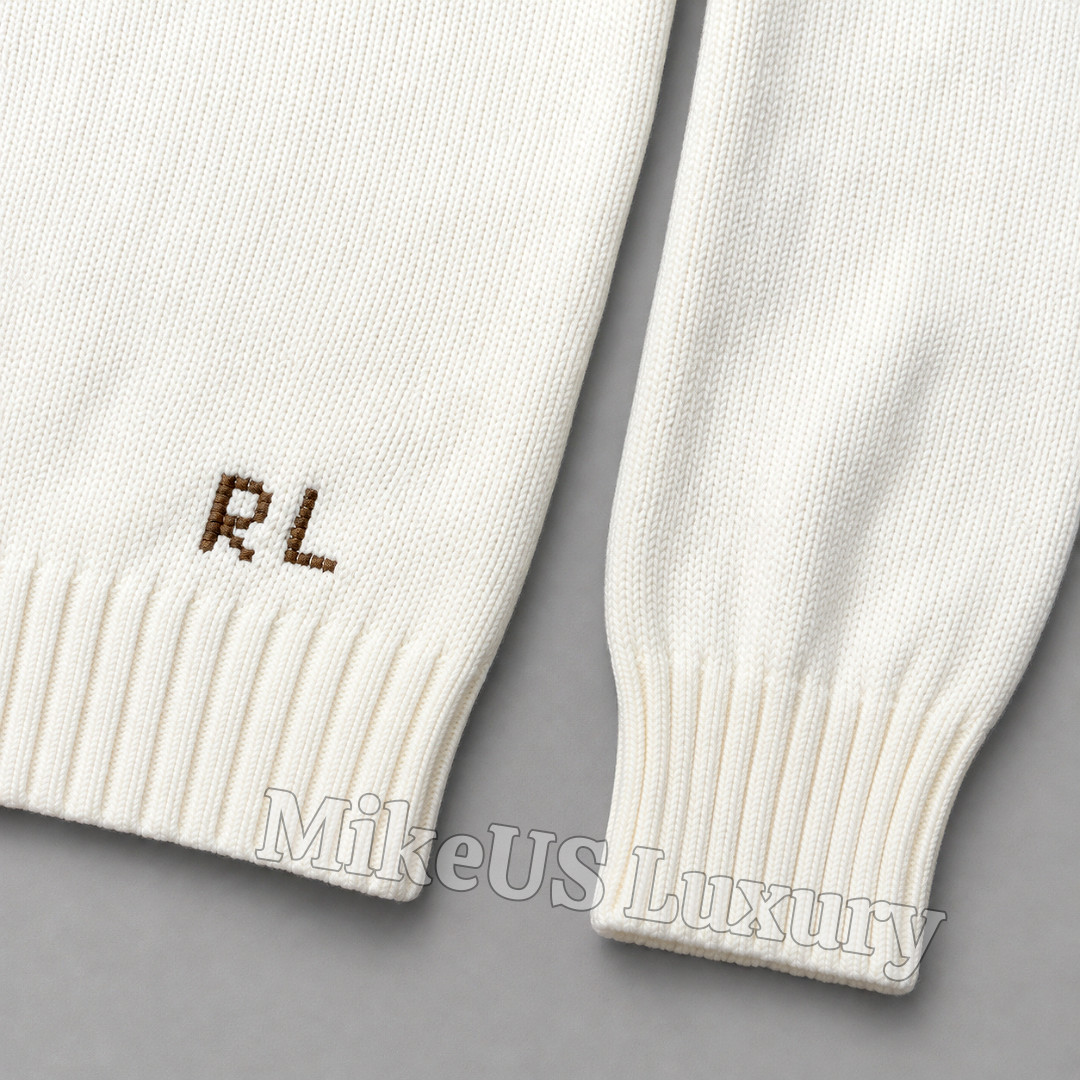POLO RALPH LAUREN Polo Bear Sweater White Knit Teddy Crewneck Women Small NWT