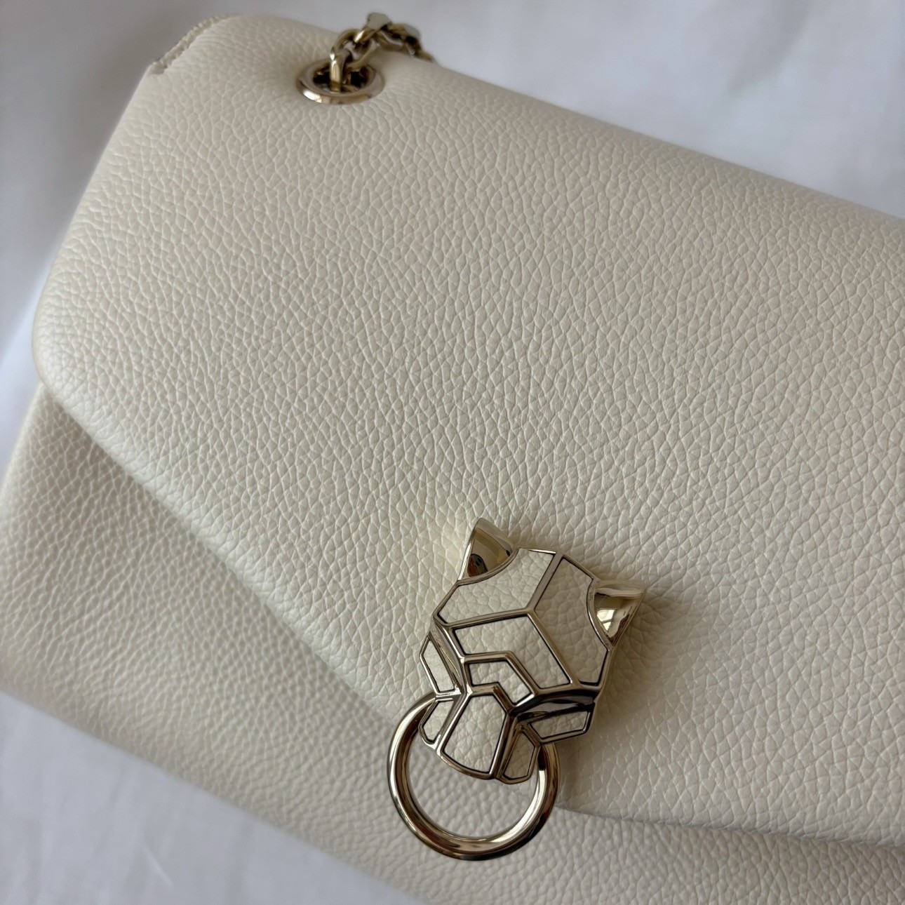 CARTIER Panthère Graphique Small Bag Cord Beige Handbag Purse Italy EXCELLENT
