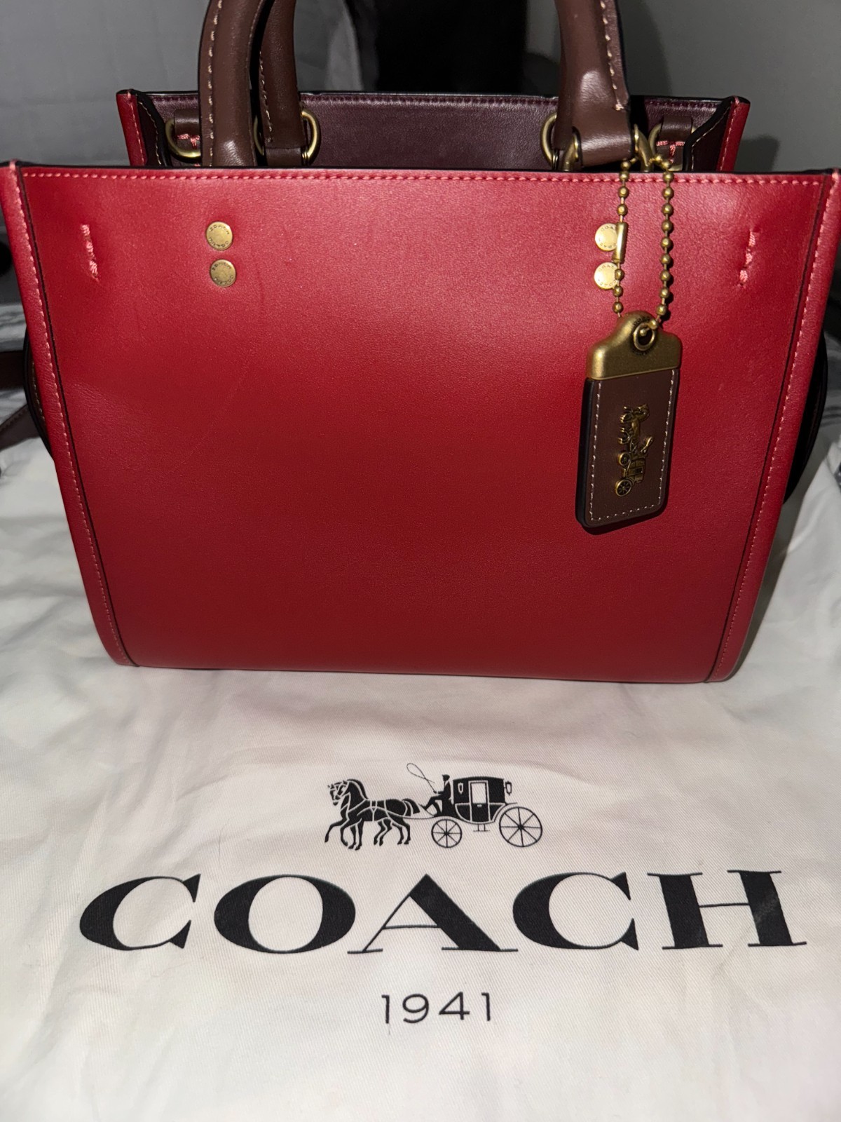 Coach Rogue Bag 25 In Colorblock, Style C6461, B4/Brick Red Multi, New With Tag!