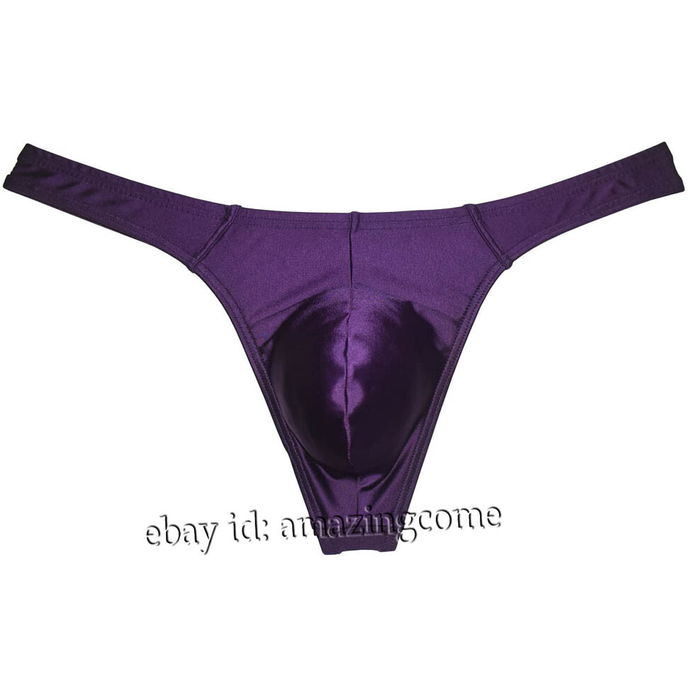 3PCS Men’s Low-rise Shine Thong Underwear Bulge Pouch Bikini G-string Underpants