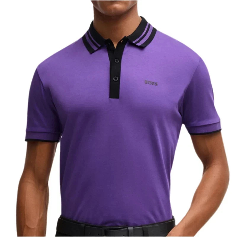 Hugo Boss Men Interlock Cotton Polo Shirt – Dark Purple