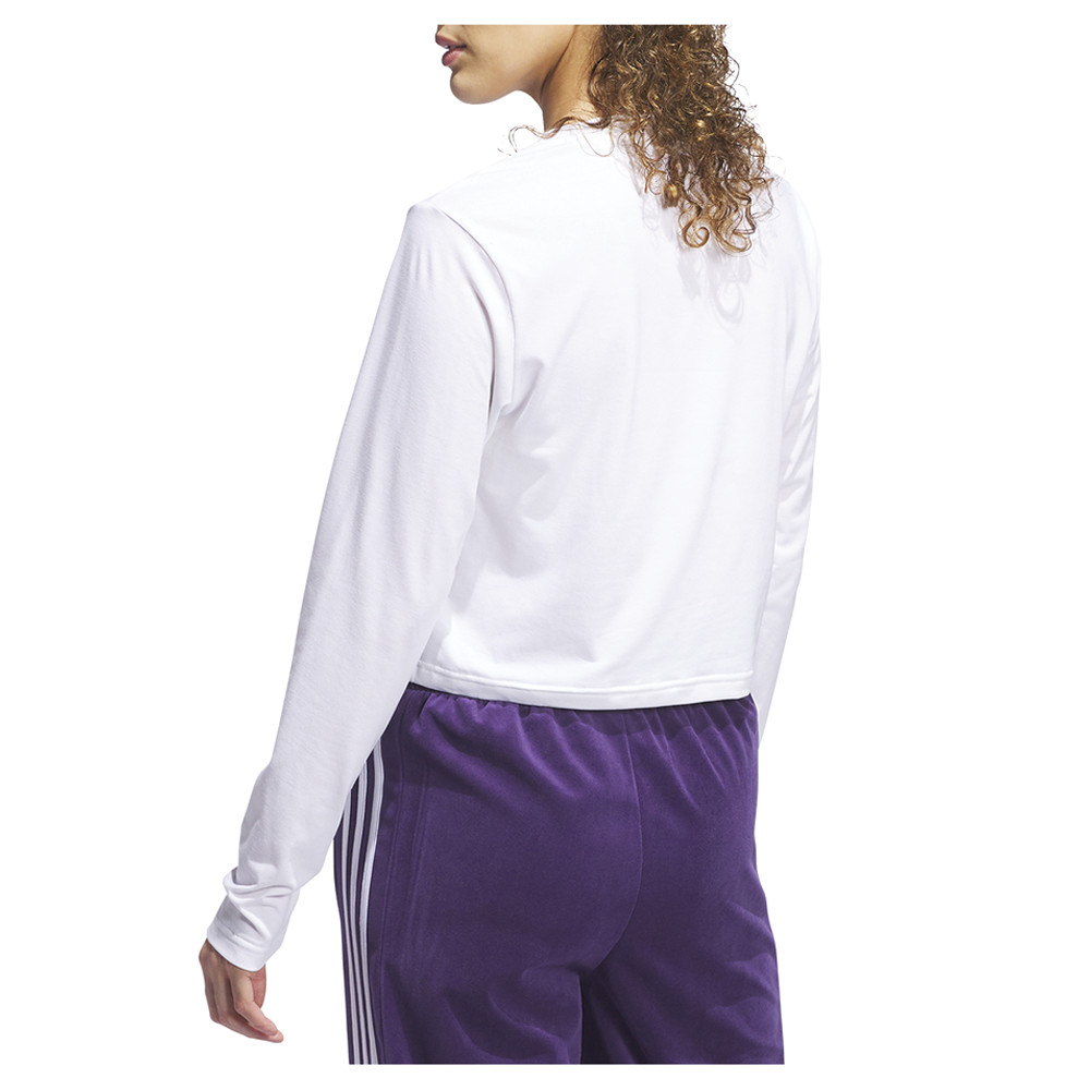 adidas Y2k Glam Crew Neck Long Sleeve T-Shirt Womens White Casual Tops JI6972-A