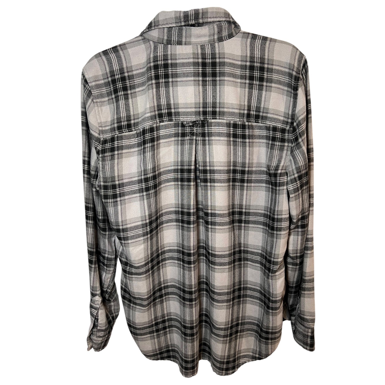 American Eagle Boyfriend Plaid Cabincore Soft Flannel Grunge Button Down Large