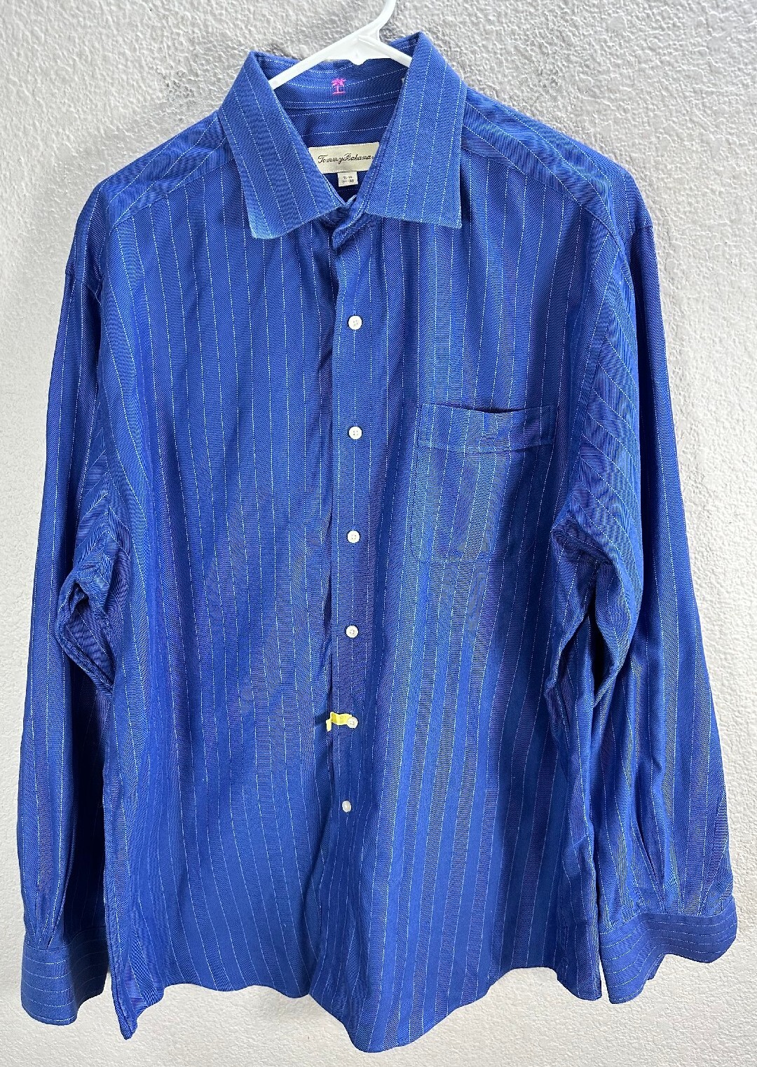 Tommy Bahama Blue Dress Shirt Long Sleeve Button Up Barrel Cuff Sz 16.5 34-35