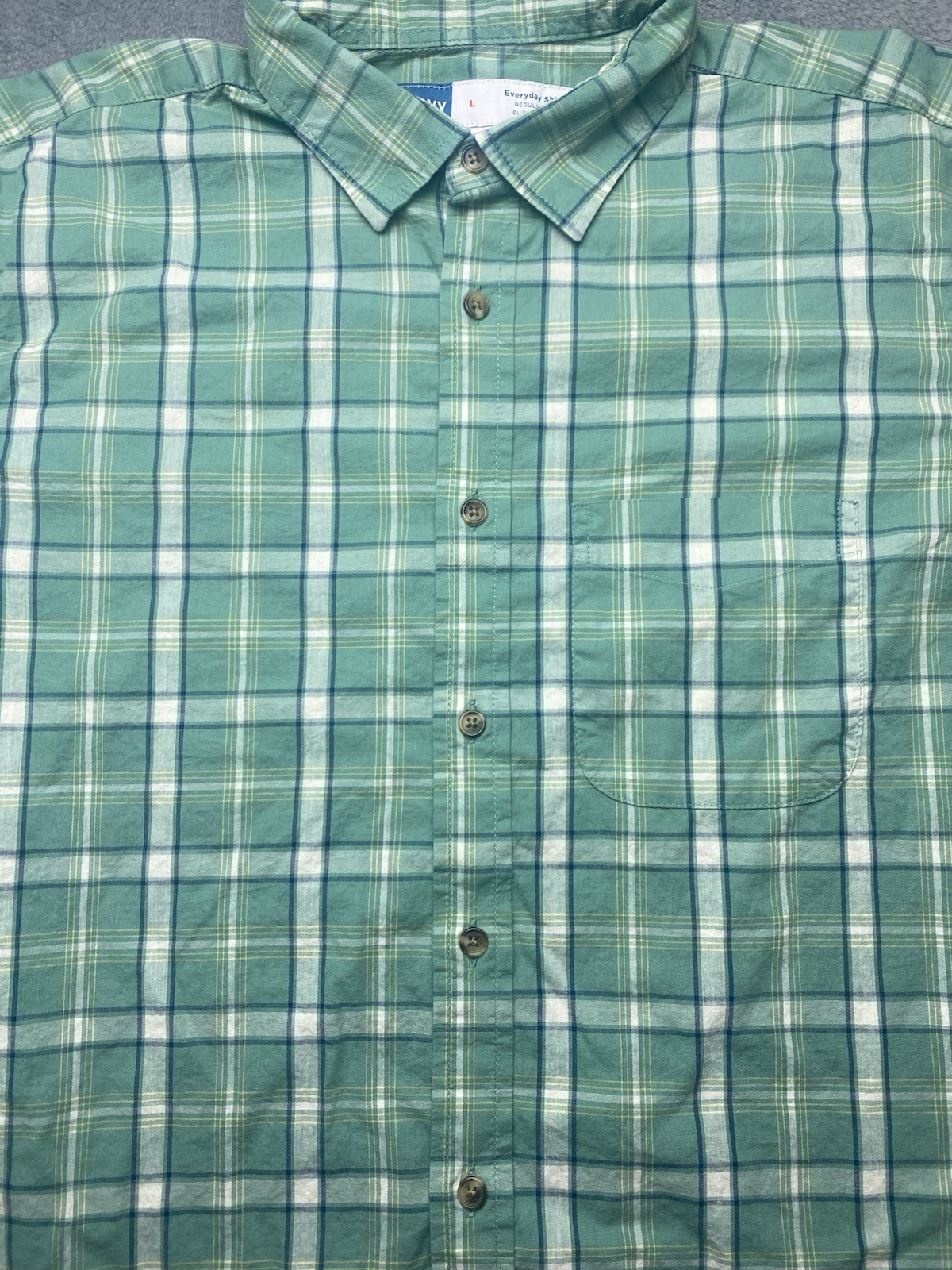 Old Navy Everyday Shirt Built-In Flex Plaid Button Down Shirt Mens Regular Sz L